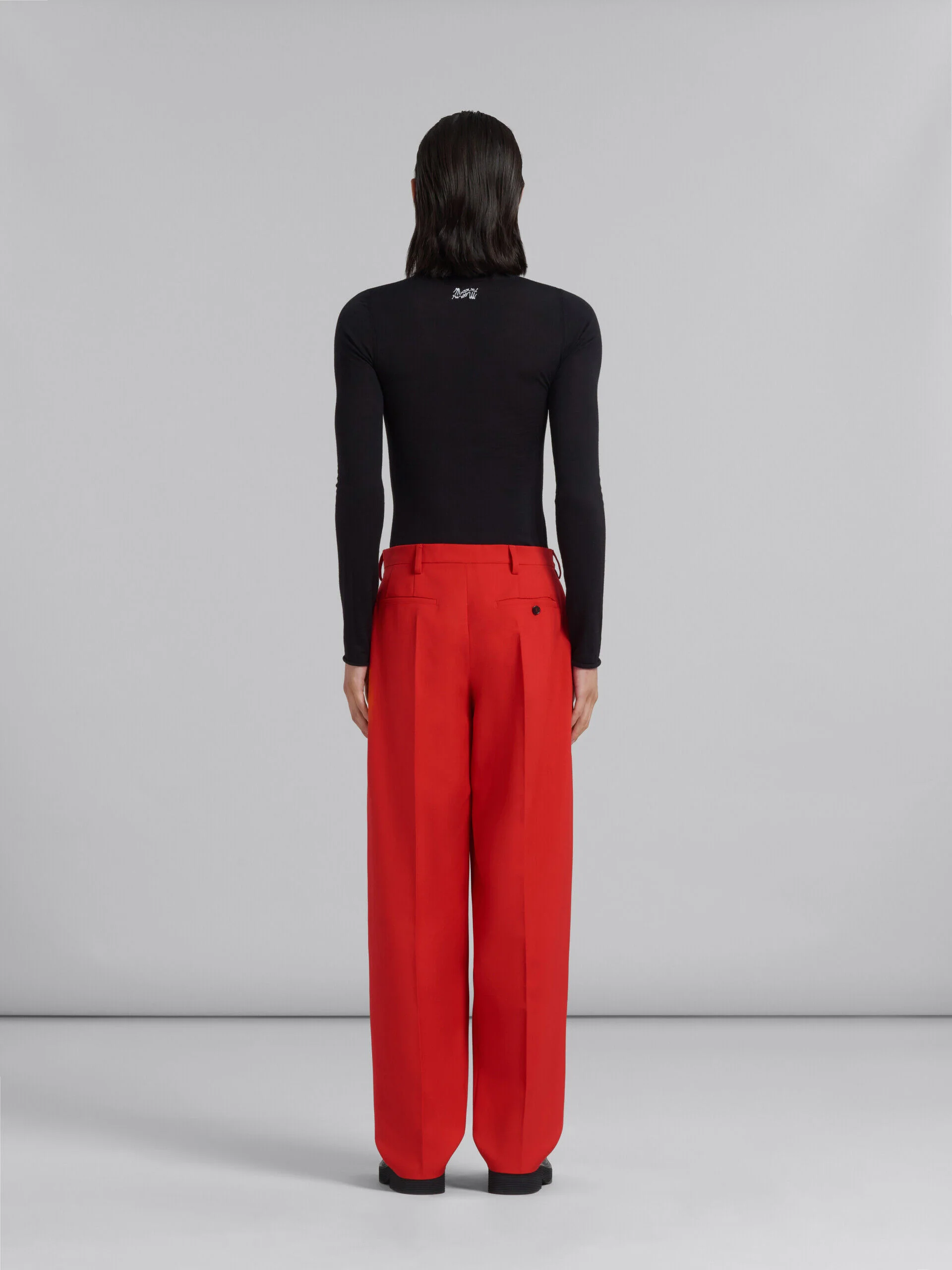 MARNI MEN'S RED TAILORED TROUSERS WITH PLEATS - Image 3
