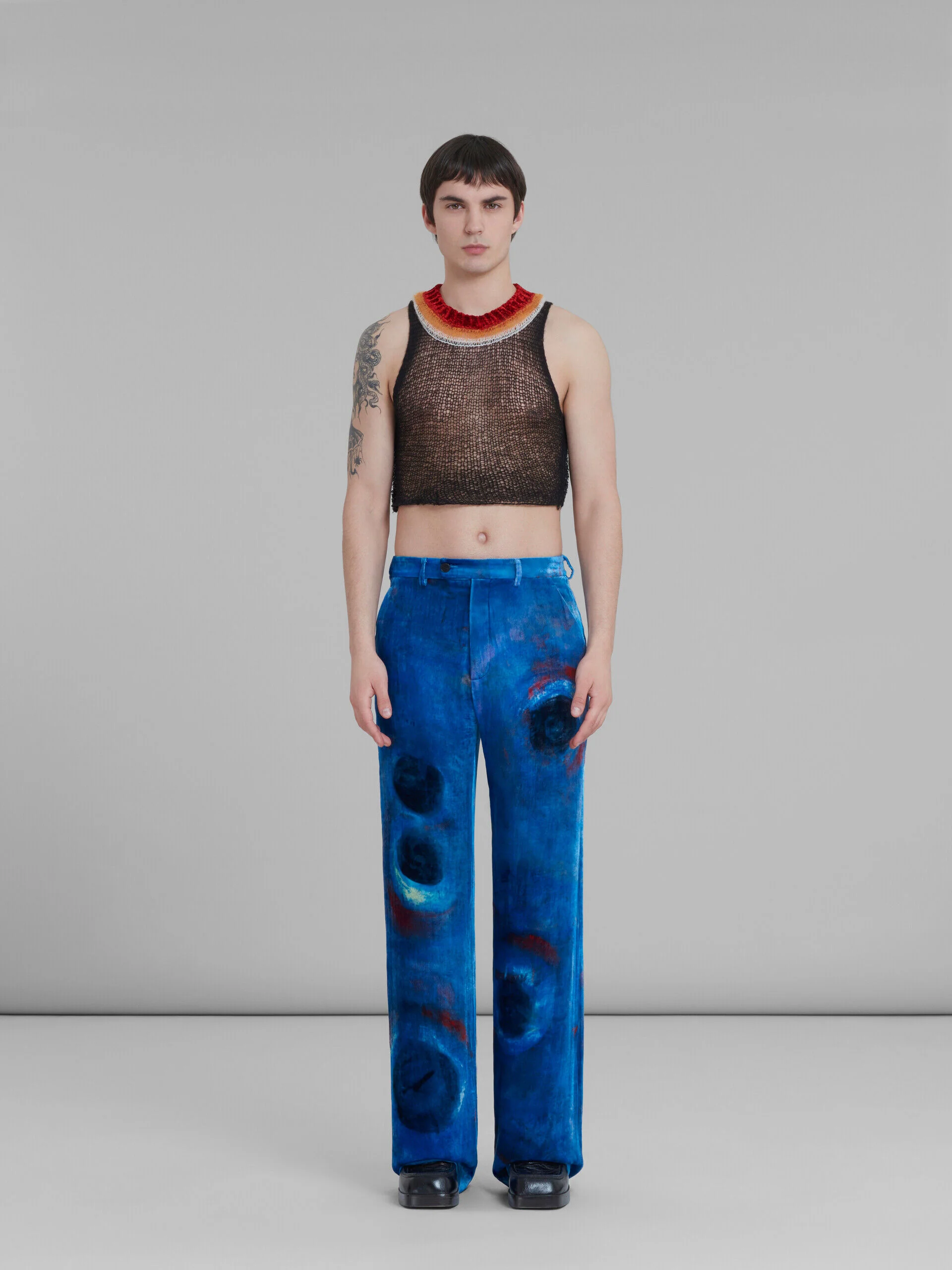 MARNI MEN'S COBALT WIDE-LEG ABSTRACT PRINT TROUSERS - Image 2
