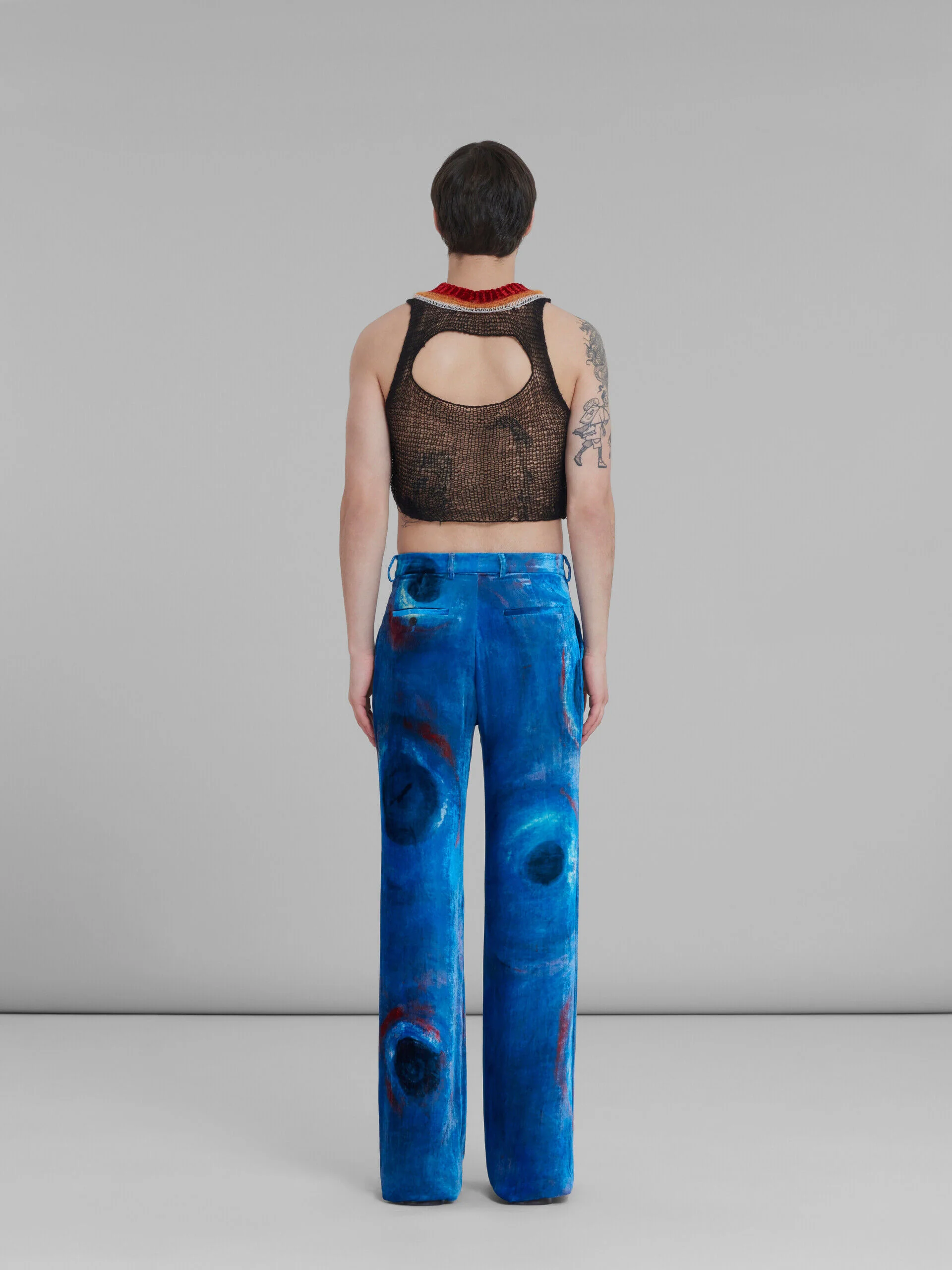 MARNI MEN'S COBALT WIDE-LEG ABSTRACT PRINT TROUSERS - Image 3