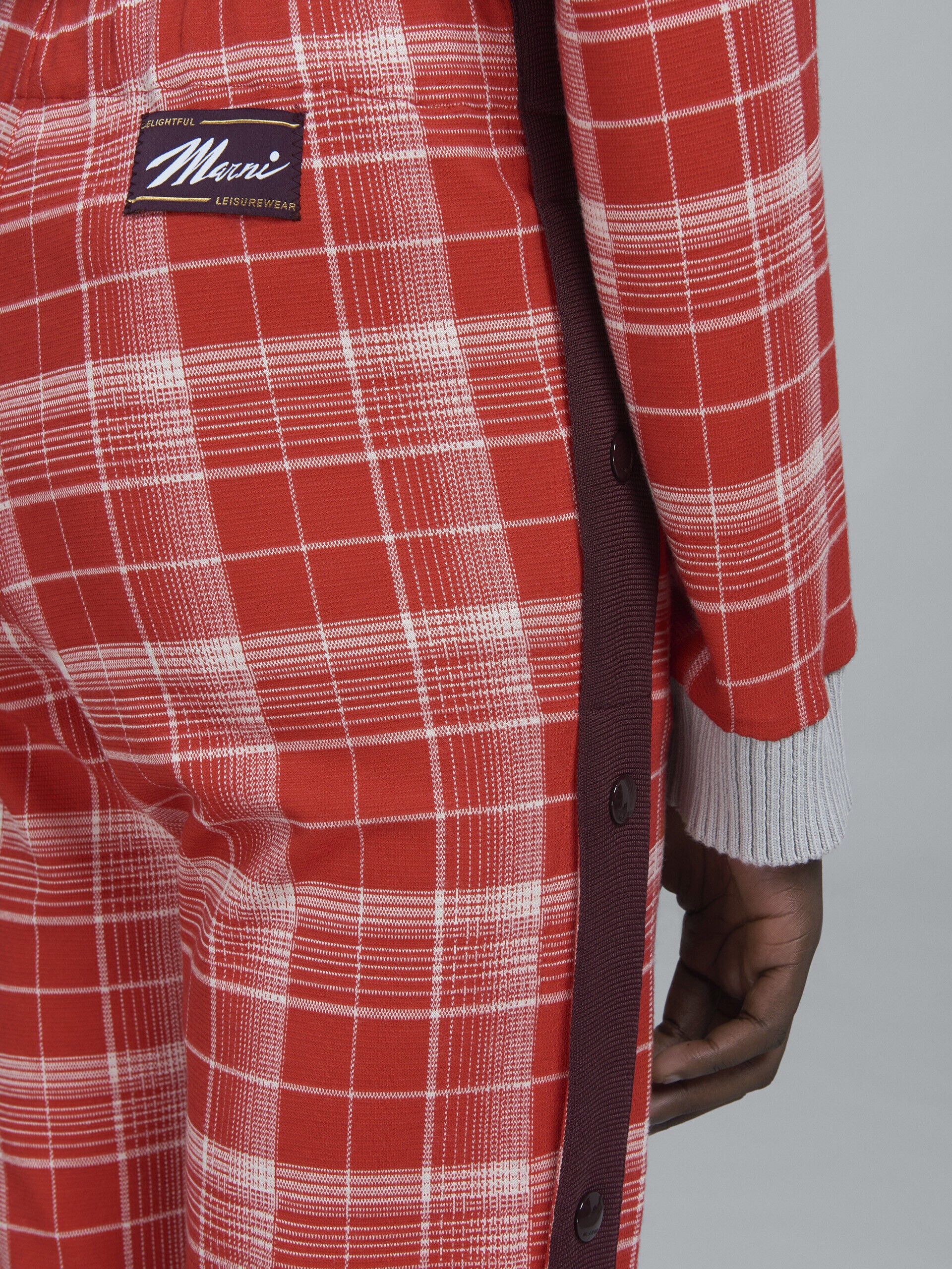 MARNI MEN'S CRIMSON PLAID TROUSERS WITH SIDE BUTTONS - Image 4