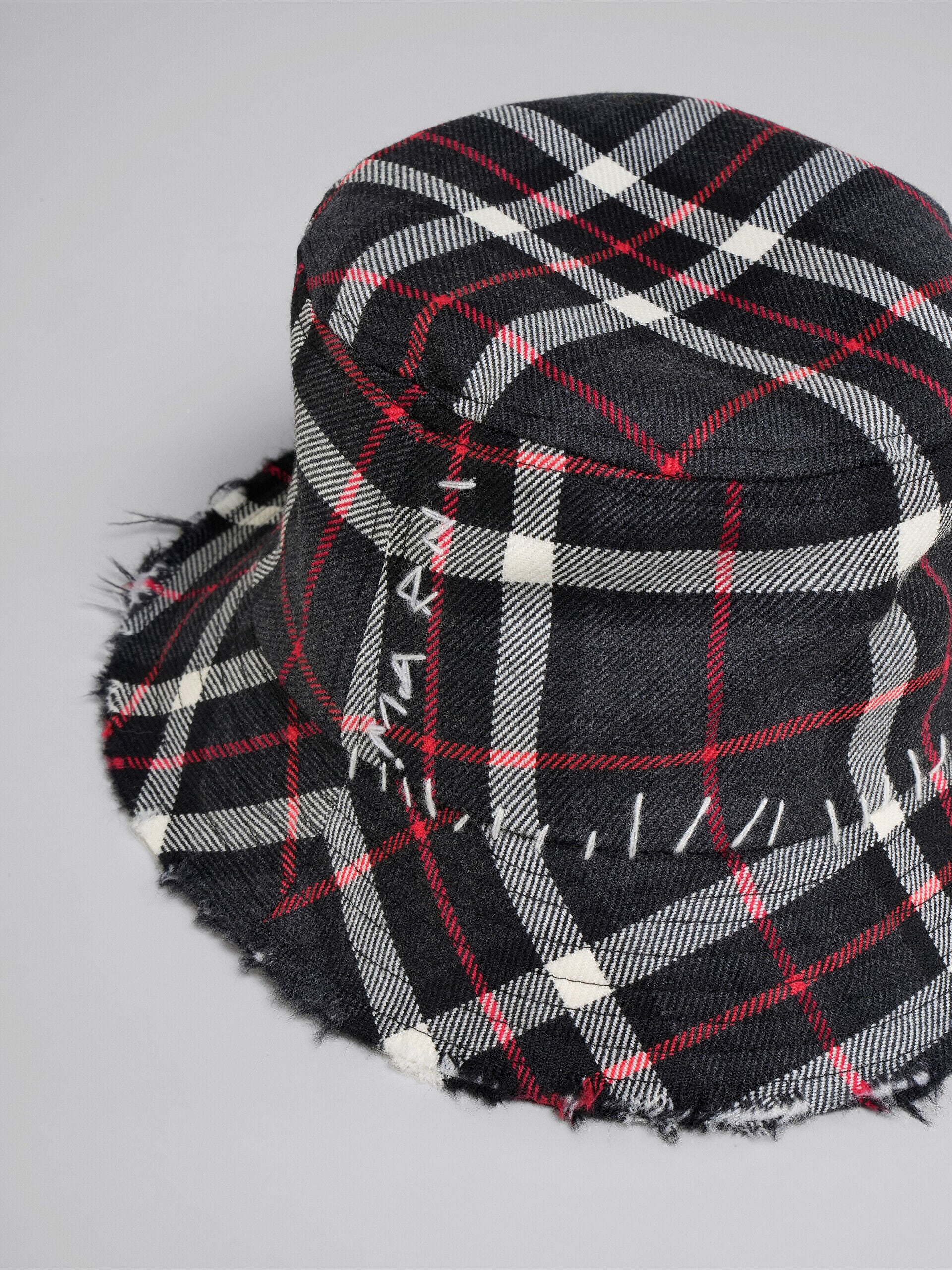 MARNI MEN'S PLAID BUCKET HAT WITH STITCHING DETAIL - Image 4