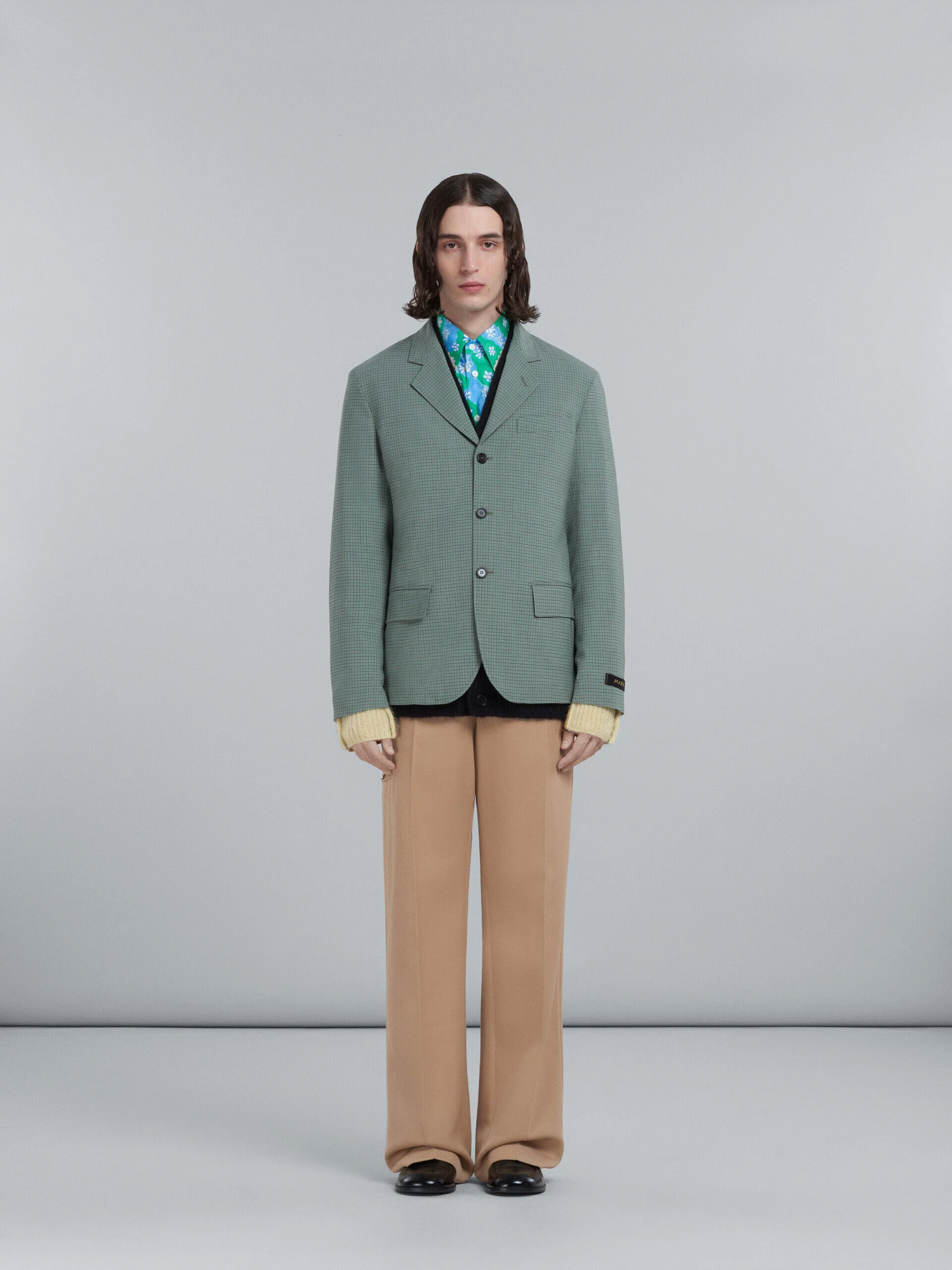 MARNI MEN'S SAGE CHECK THREE-BUTTON BLAZER - Image 2