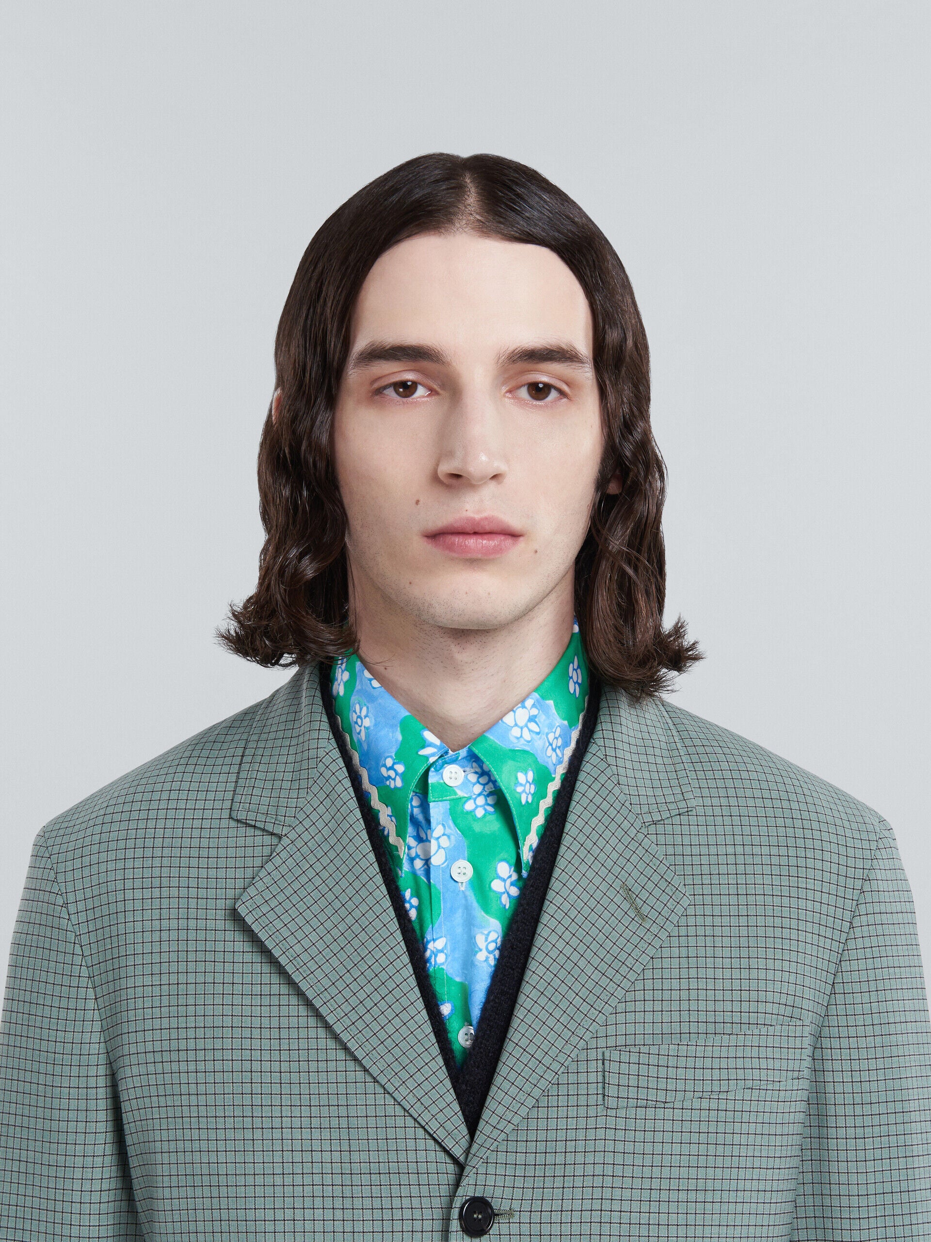 MARNI MEN'S SAGE CHECK THREE-BUTTON BLAZER - Image 4
