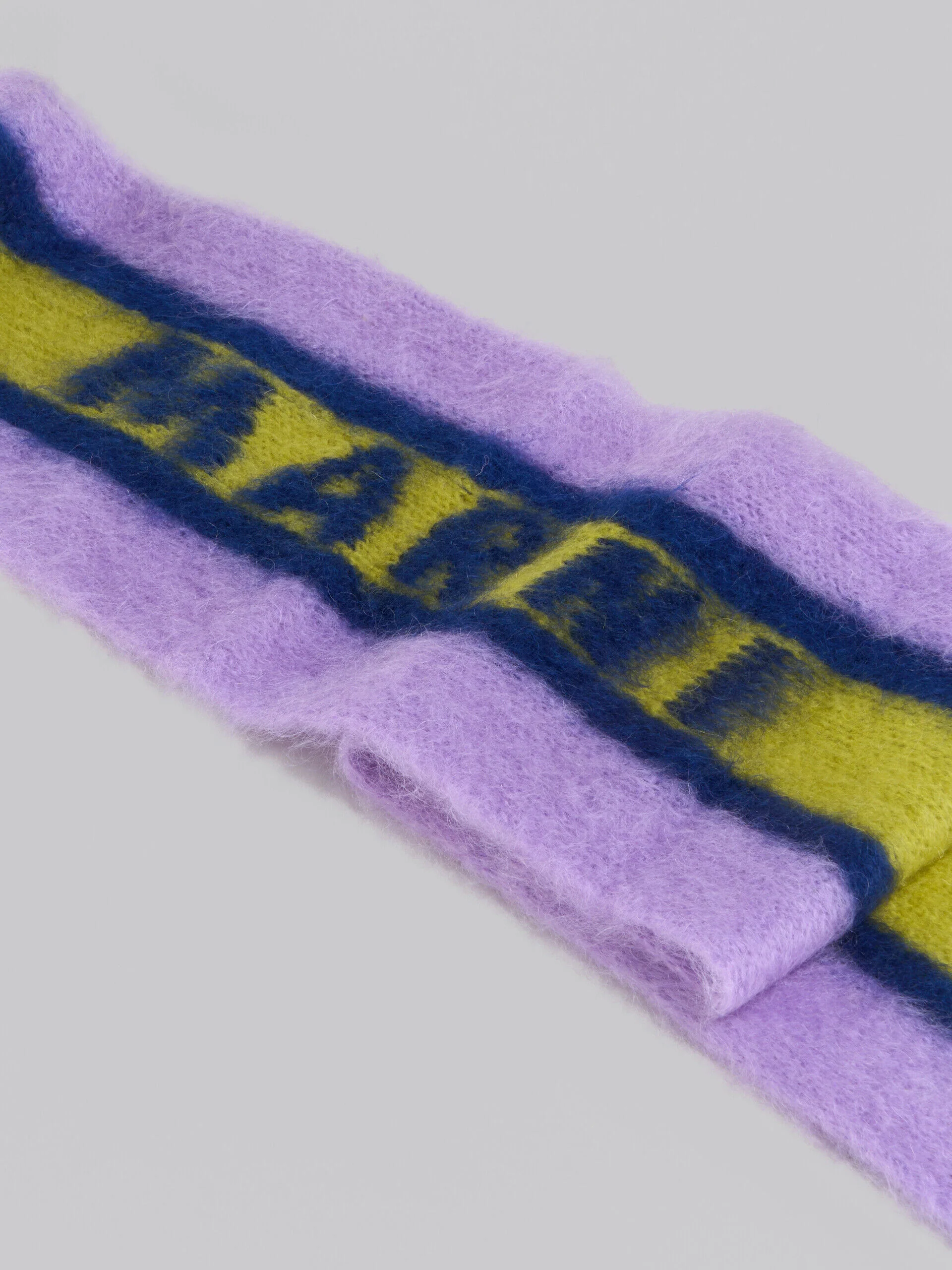 MARNI MEN'S LILAC AND YELLOW STRIPED SCARF - Image 3
