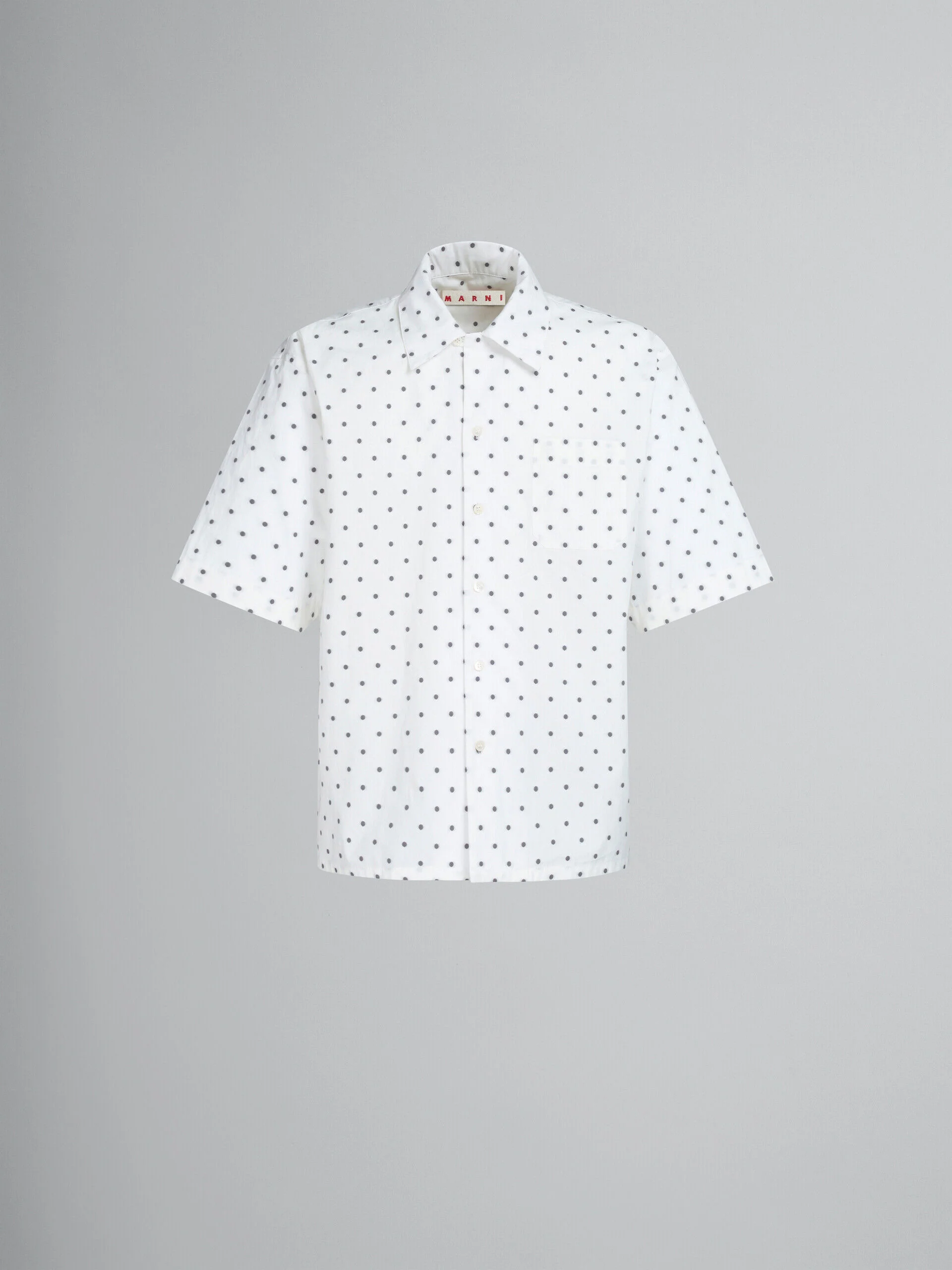 MARNI MEN'S WHITE POLKA DOT SHORT-SLEEVE SHIRT