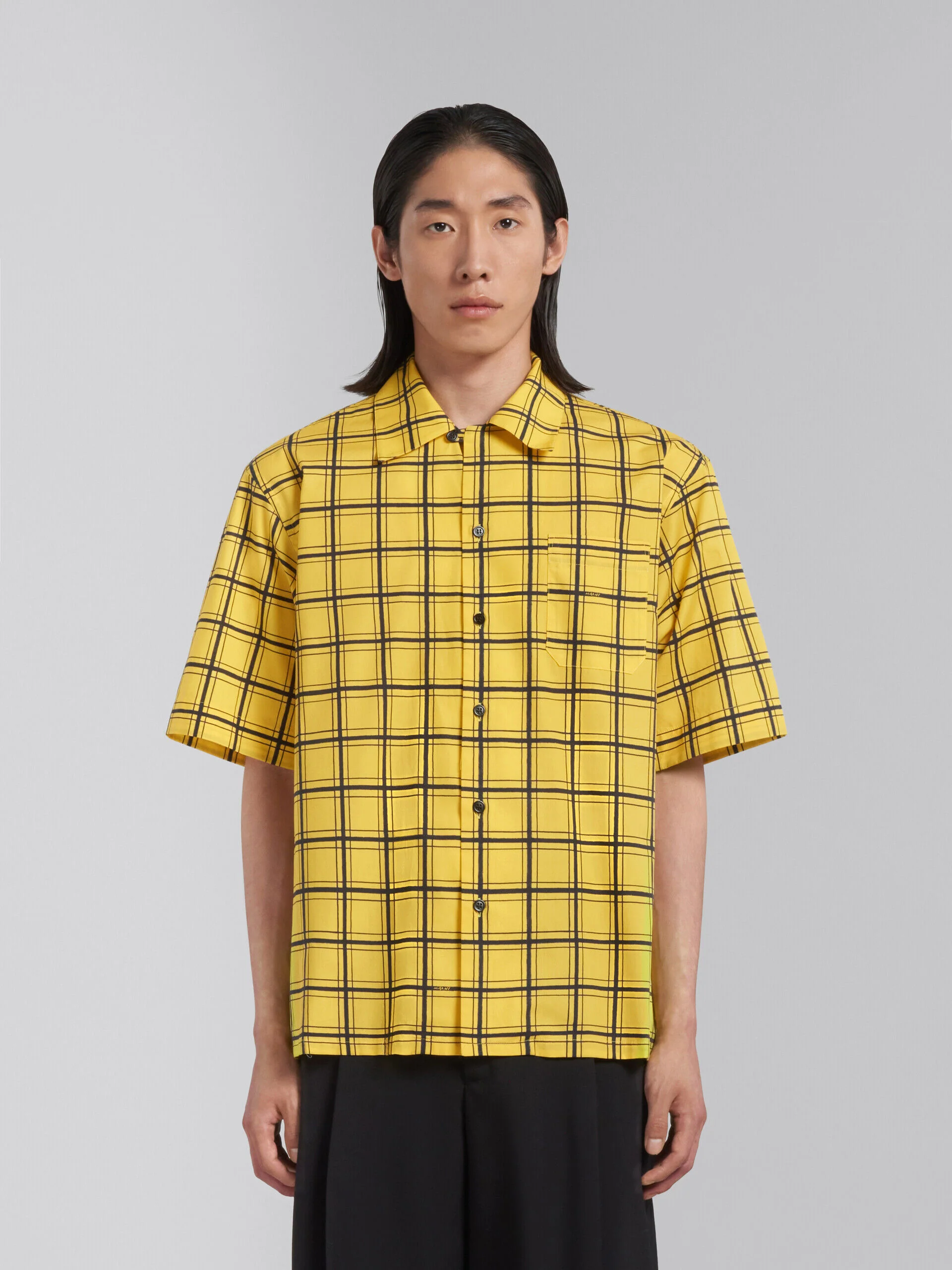 MARNI MEN'S YELLOW PLAID SHORT-SLEEVE SHIRT - Image 2