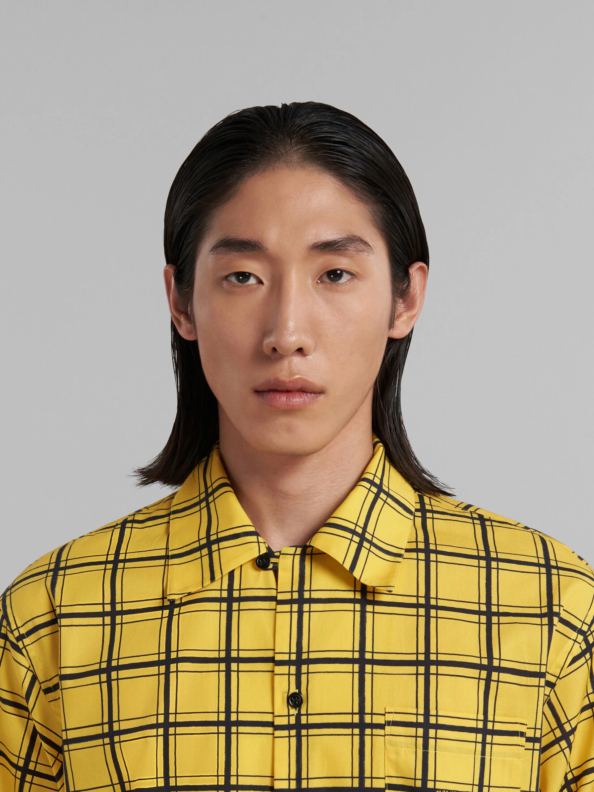 MARNI MEN'S YELLOW PLAID SHORT-SLEEVE SHIRT - Image 4