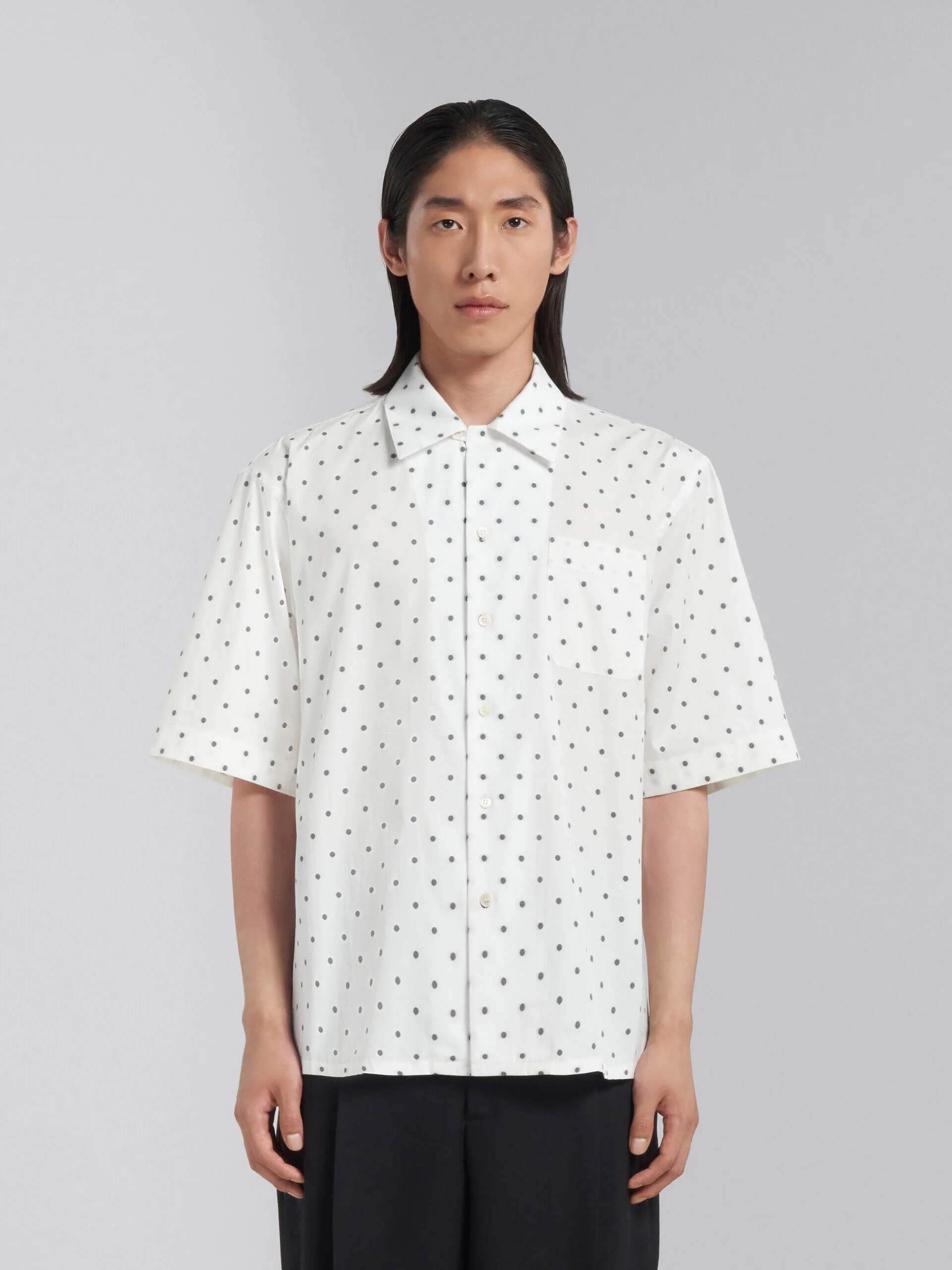 MARNI MEN'S WHITE POLKA DOT SHORT-SLEEVE SHIRT - Image 2