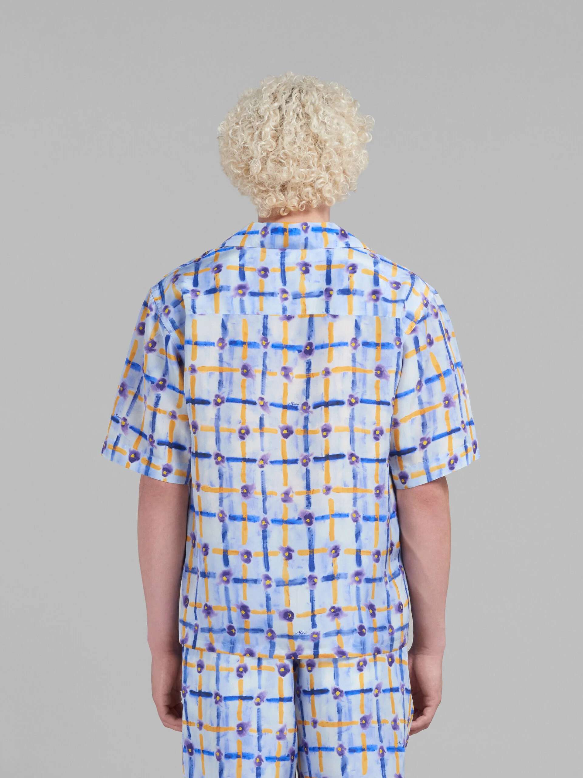MARNI MEN'S LIGHT BLUE PATTERNED SHORT-SLEEVE SHIRT - Image 3