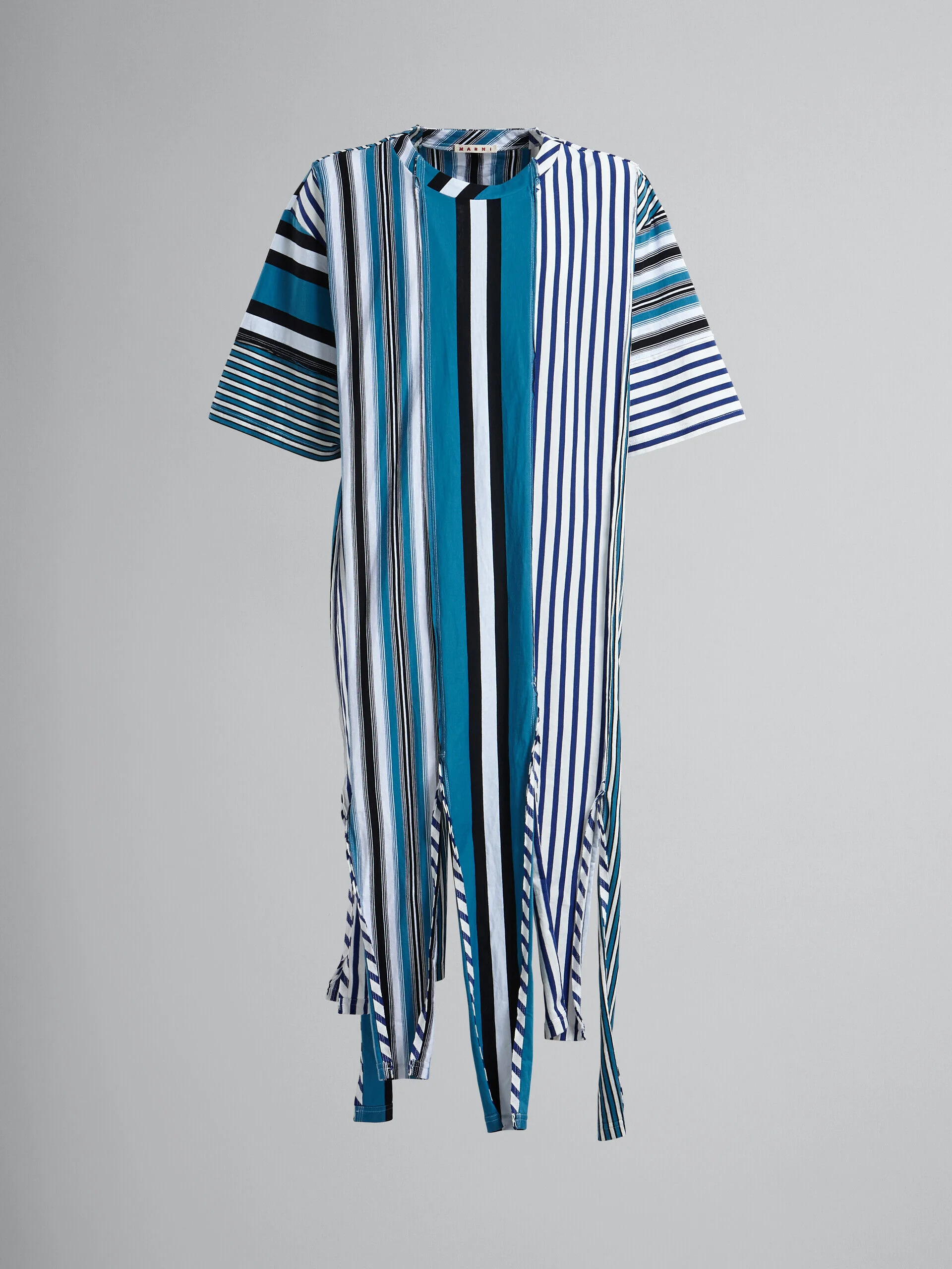 MARNI MEN'S STRIPED MULTICOLOR FRINGE DETAIL SHIRT