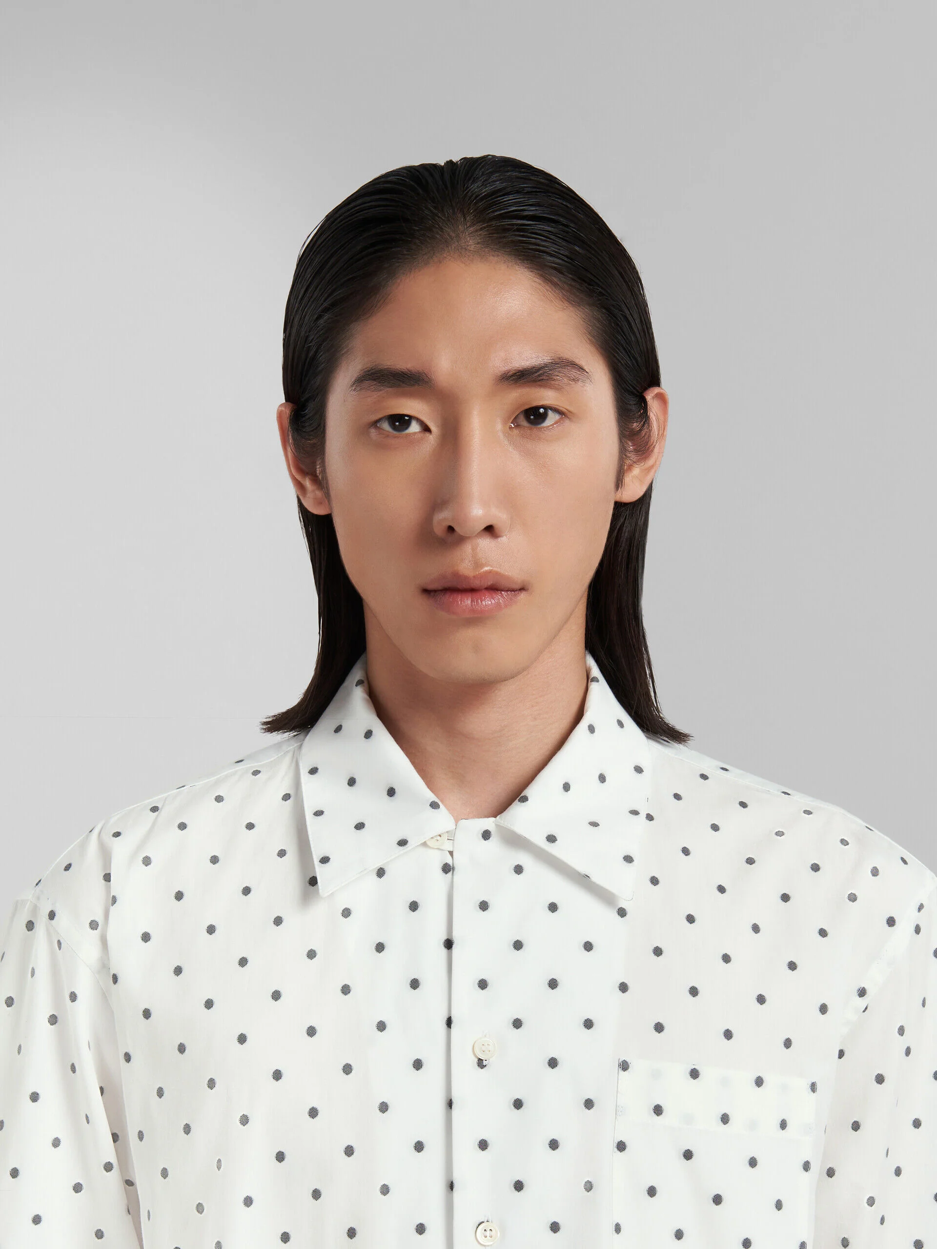 MARNI MEN'S WHITE POLKA DOT SHORT-SLEEVE SHIRT - Image 4