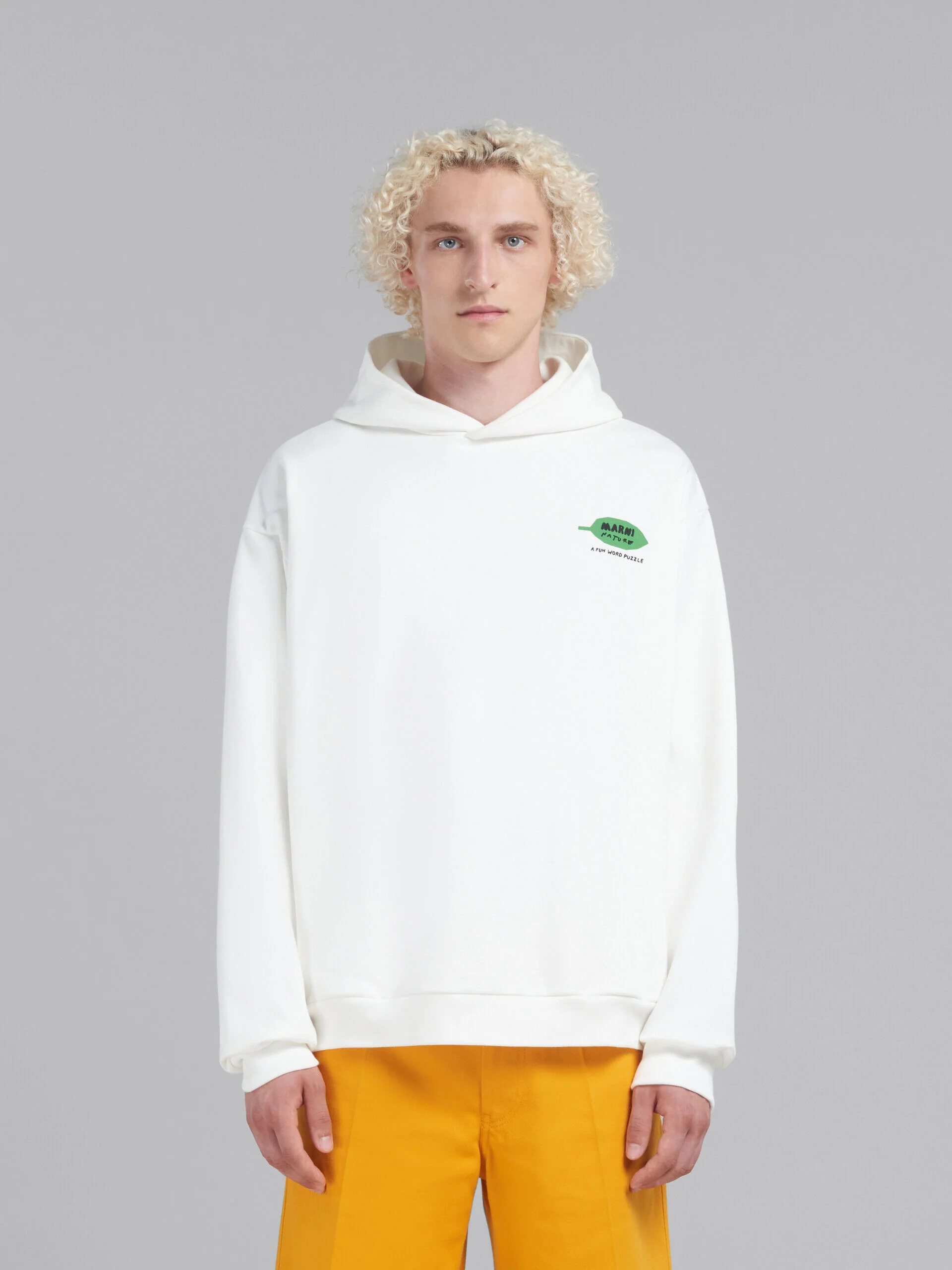 MARNI MEN'S WHITE RELAXED SWEATER WITH LOGO DETAIL - Image 2