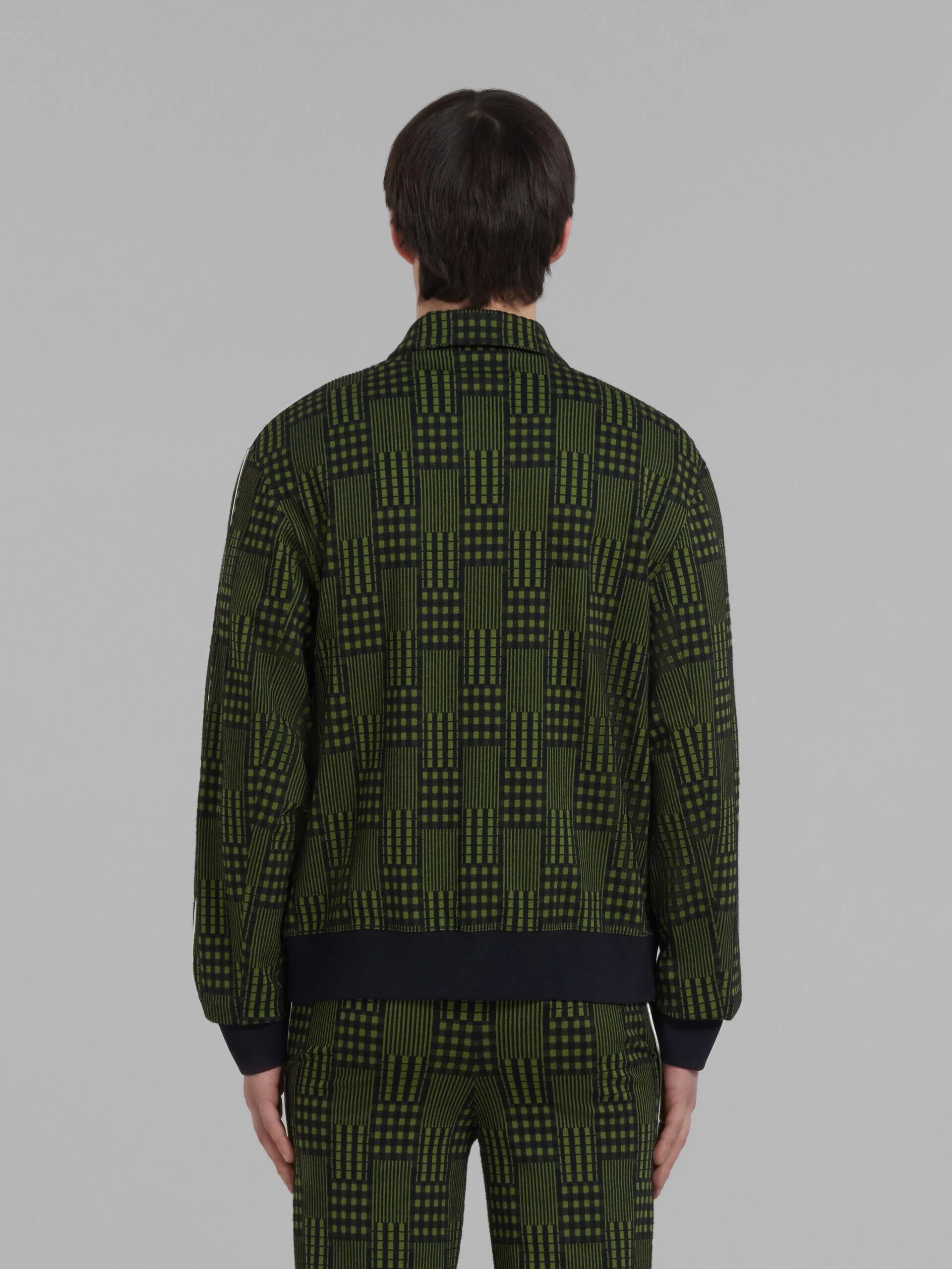 MARNI MEN'S OLIVE PATTERNED ZIP-UP SWEATER - Image 3