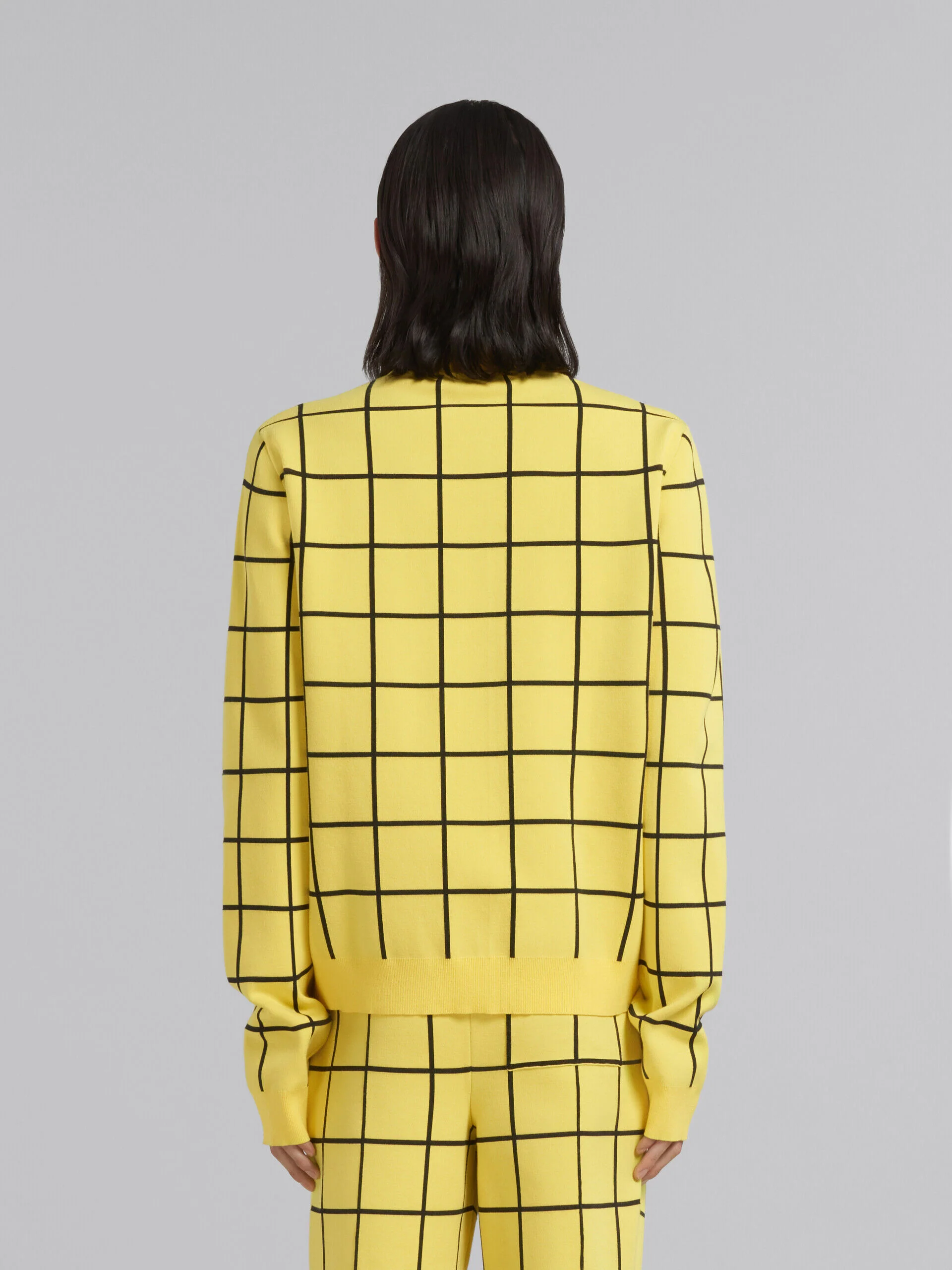 MARNI MEN'S YELLOW GRID ZIP-UP SWEATER - Image 3