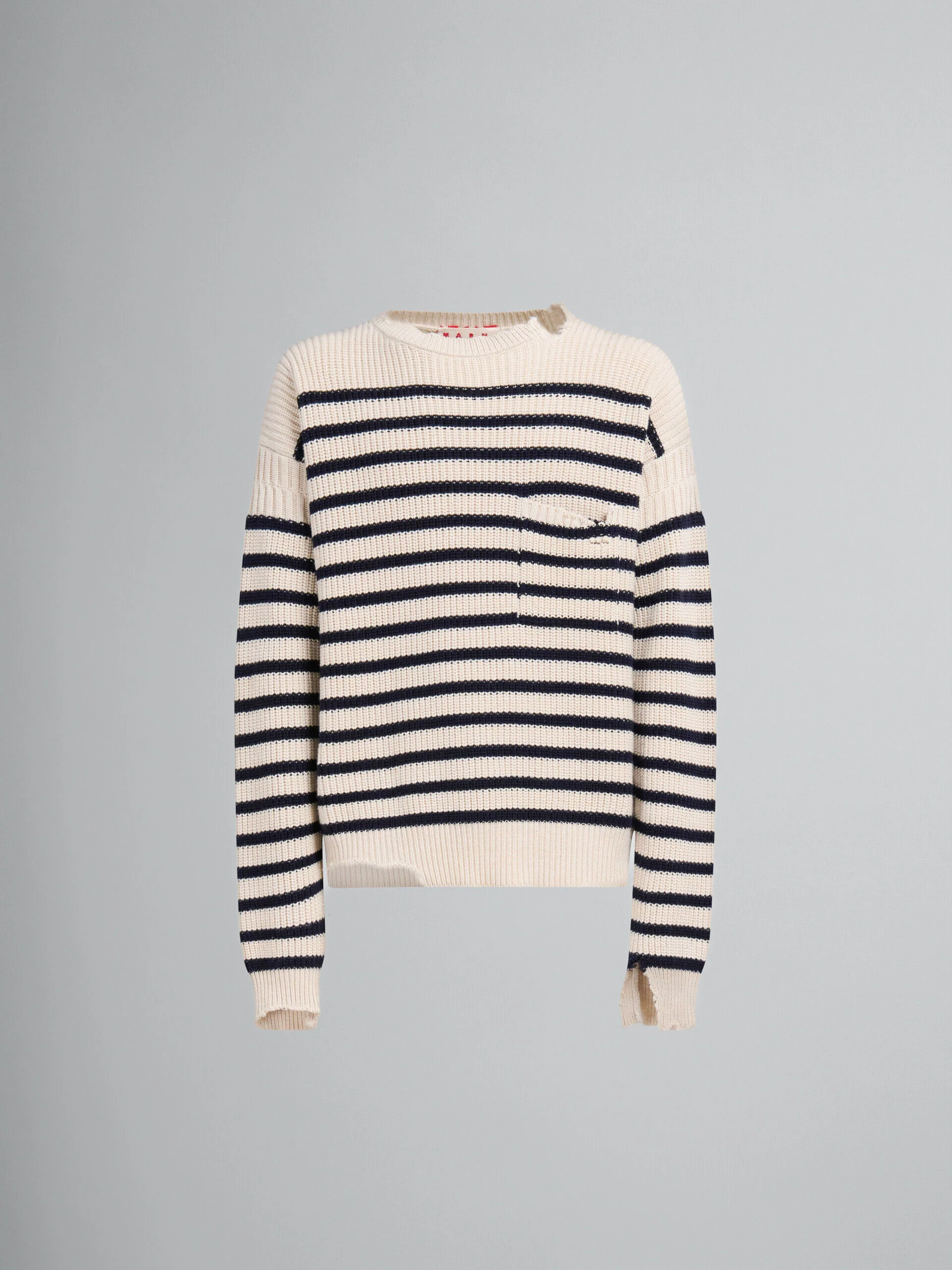 MARNI MEN'S STRIPED KNIT SWEATER WITH POCKET