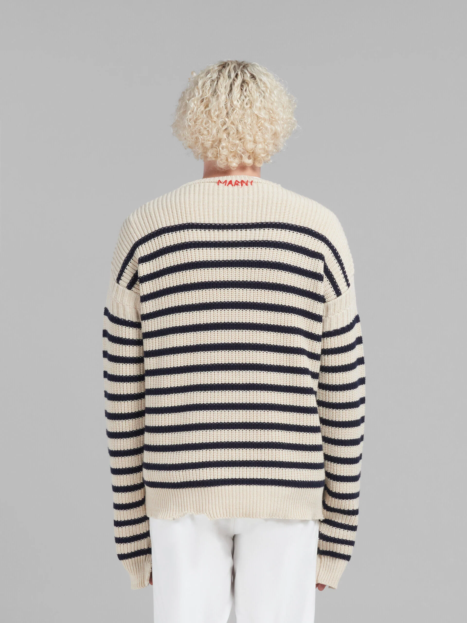 MARNI MEN'S STRIPED KNIT SWEATER WITH POCKET - Image 3