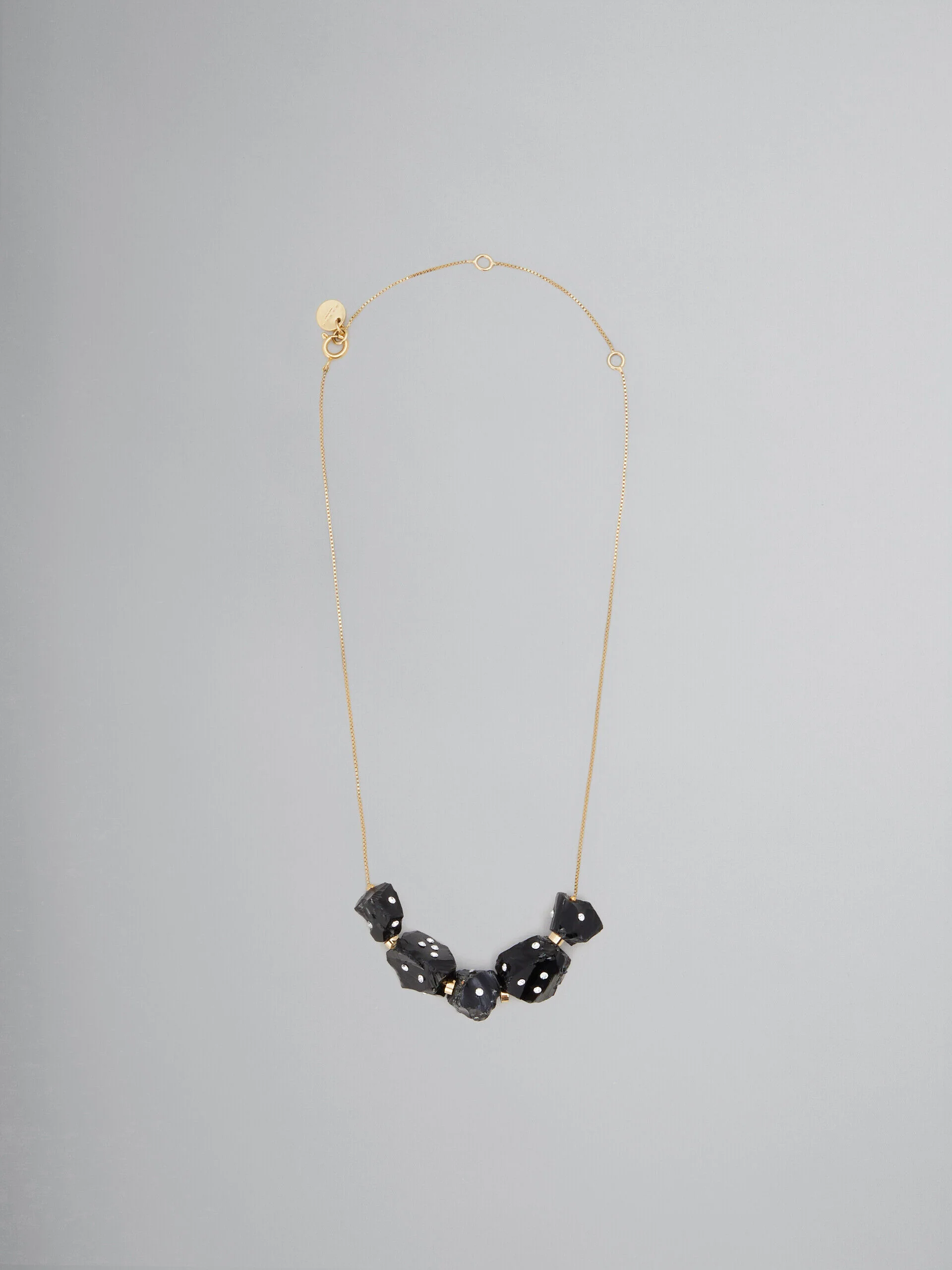MARNI WOMEN'S GOLD CHAIN NECKLACE WITH BLACK BEADS