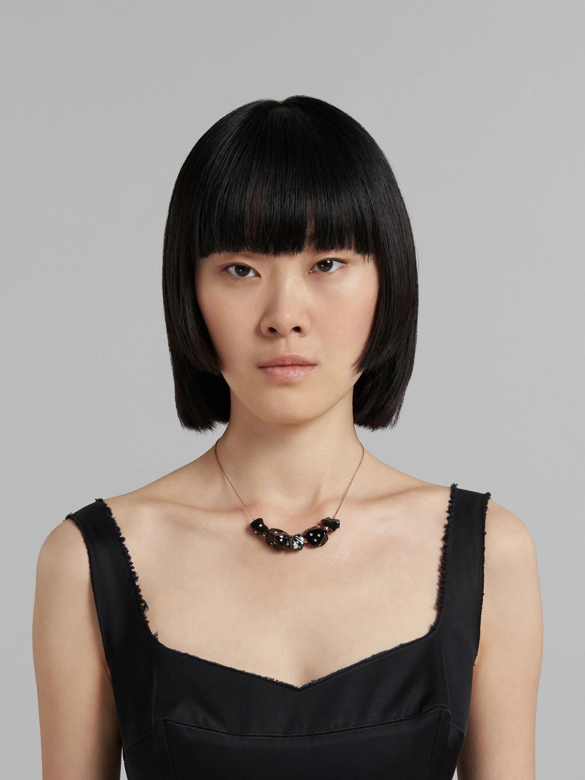 MARNI WOMEN'S GOLD CHAIN NECKLACE WITH BLACK BEADS - Image 2