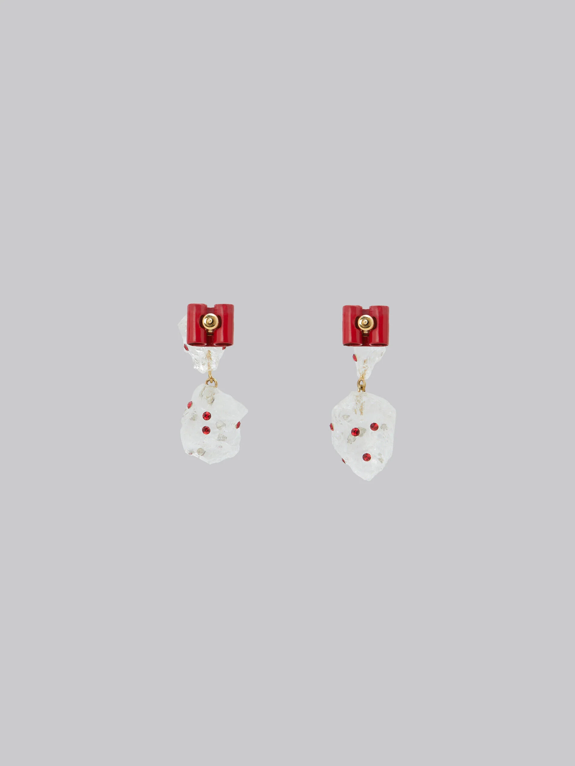 MARNI WOMEN'S CLEAR GLASS DROP EARRINGS WITH RED ACCENTS - Image 3