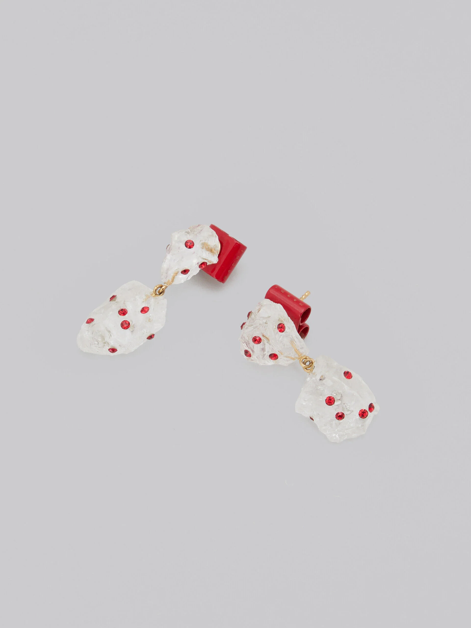 MARNI WOMEN'S CLEAR GLASS DROP EARRINGS WITH RED ACCENTS - Image 4