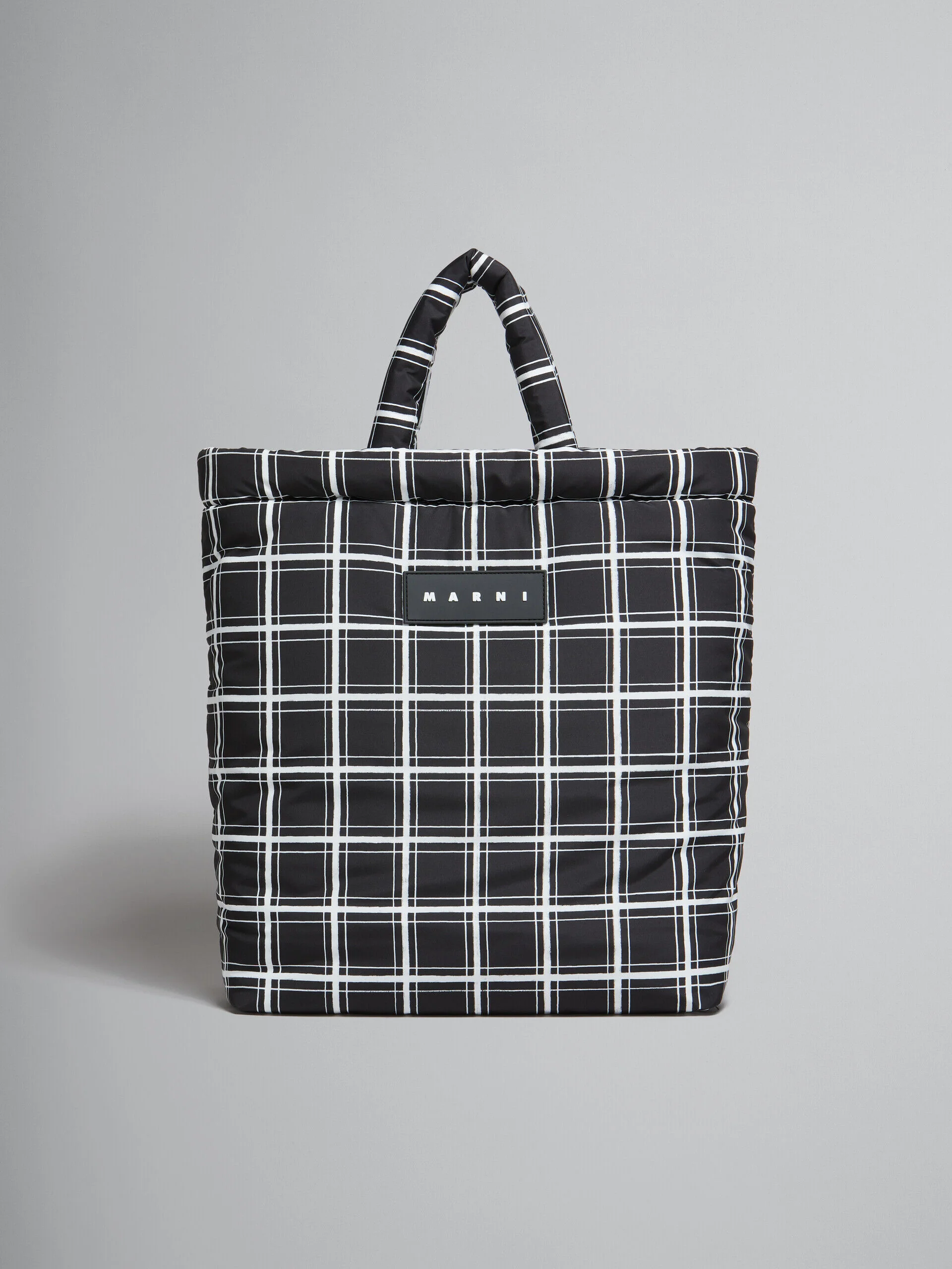 MARNI WOMEN'S BLACK PLAID PADDED TOTE BAG