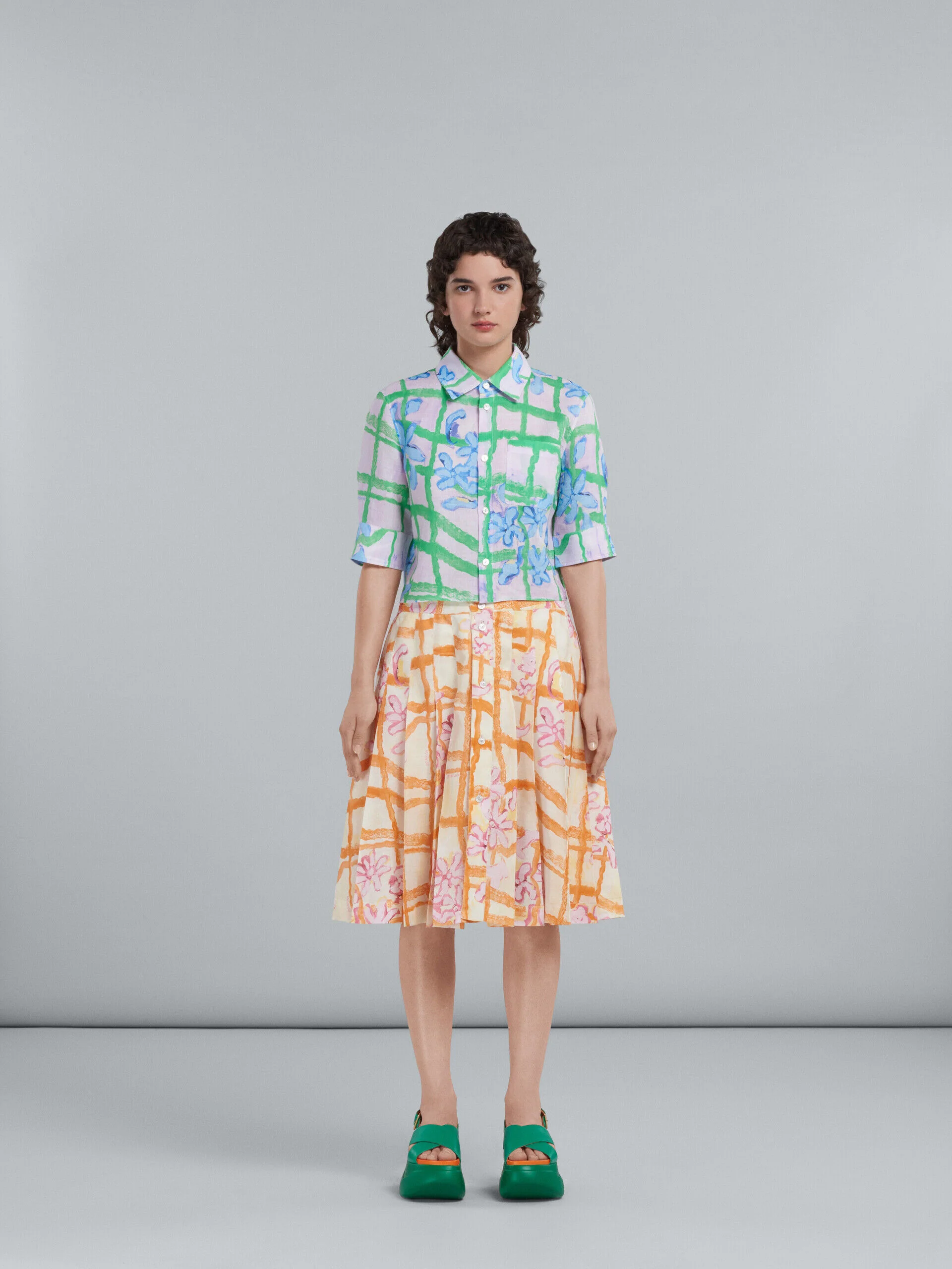 MARNI WOMEN'S CITRINE FLORAL PLEATED SKIRT - Image 2
