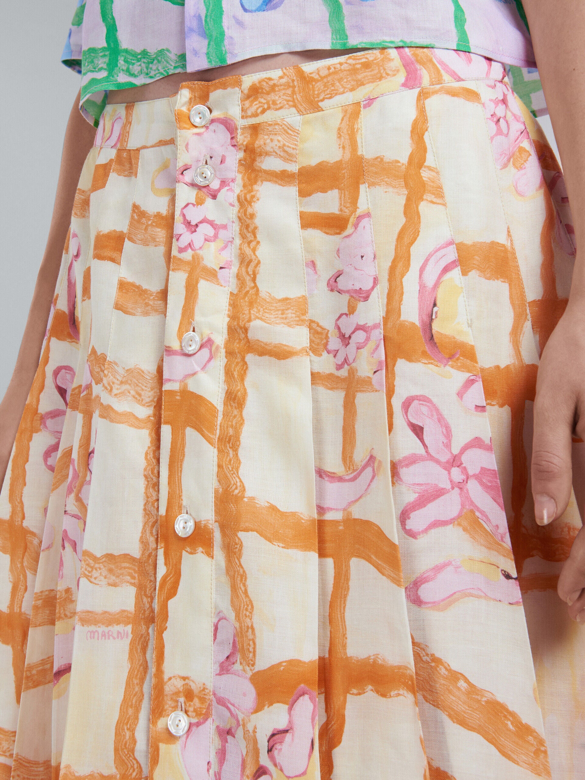MARNI WOMEN'S CITRINE FLORAL PLEATED SKIRT - Image 4