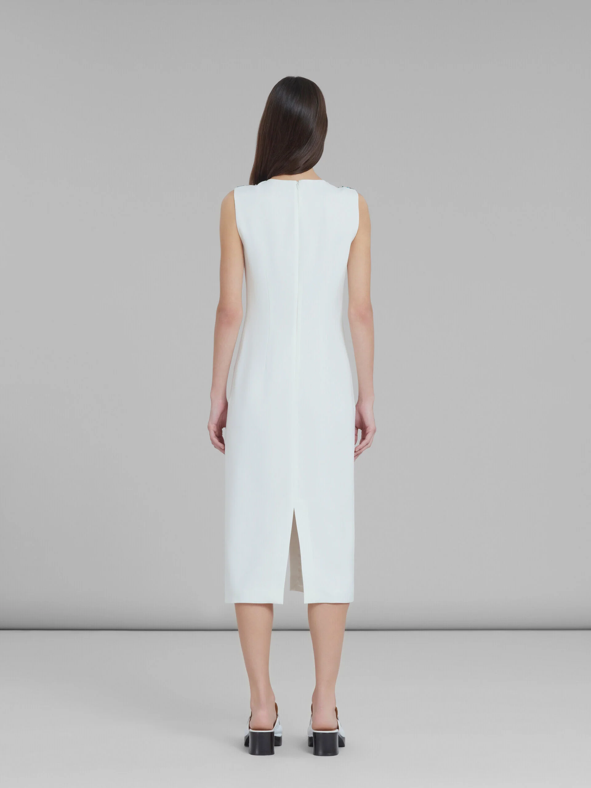 MARNI WOMEN'S WHITE SLEEVELESS DRESS WITH EMBELLISHMENTS - Image 3