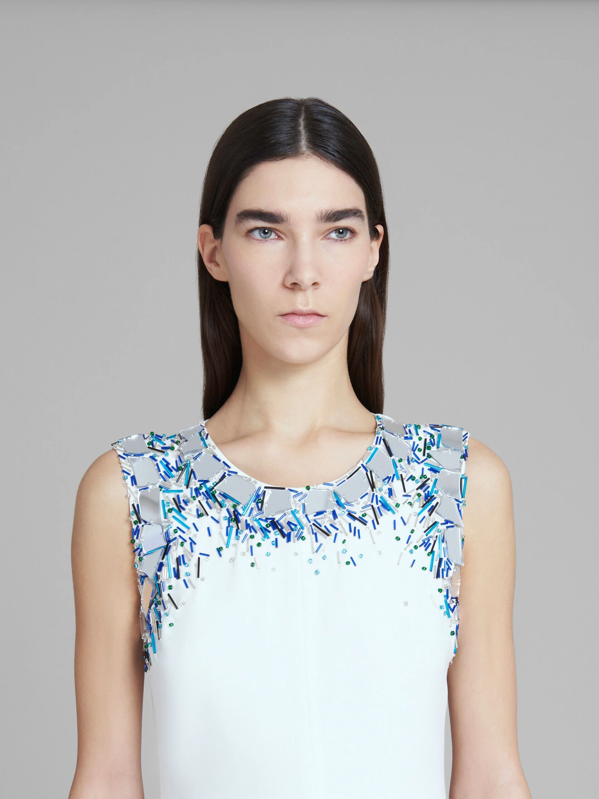 MARNI WOMEN'S WHITE SLEEVELESS DRESS WITH EMBELLISHMENTS - Image 4