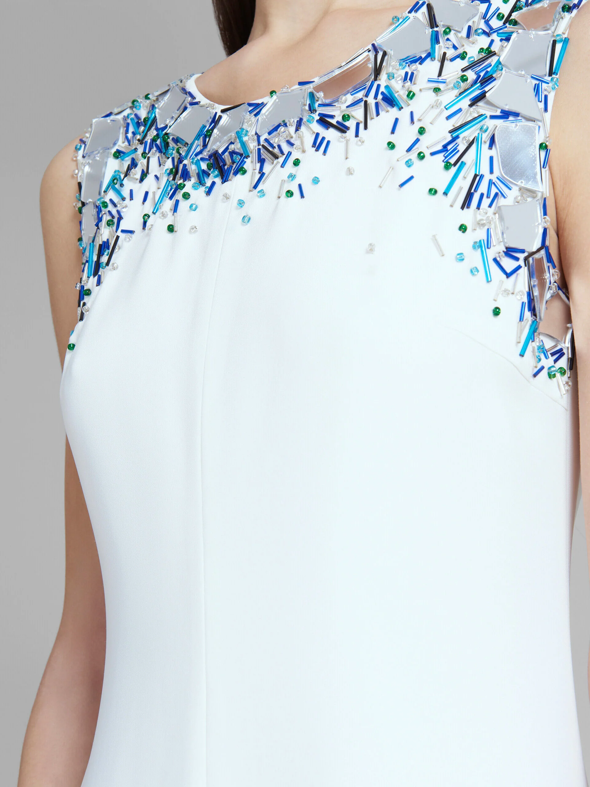 MARNI WOMEN'S WHITE SLEEVELESS DRESS WITH EMBELLISHMENTS - Image 5
