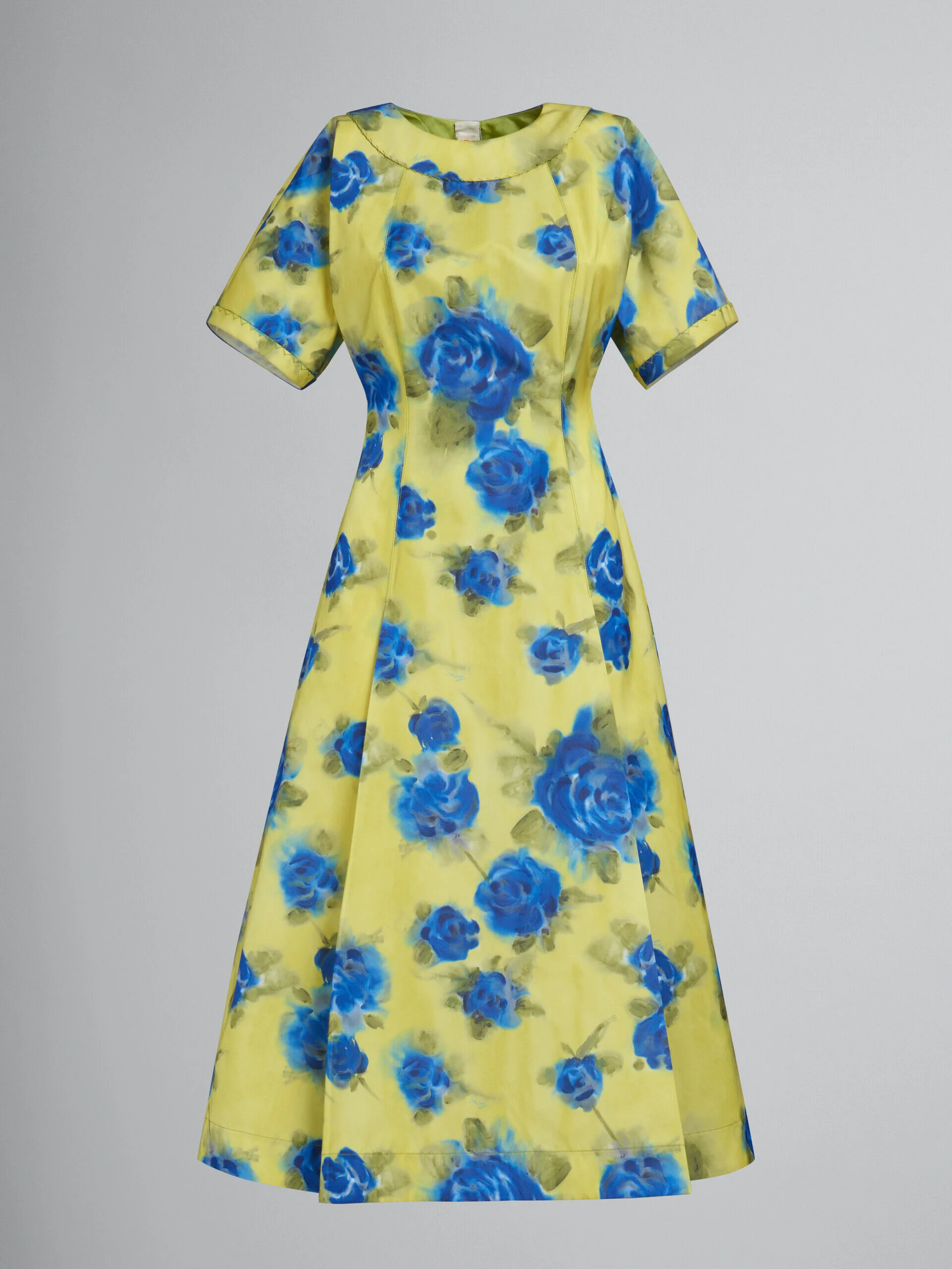 MARNI WOMEN'S YELLOW FLORAL A-LINE DRESS
