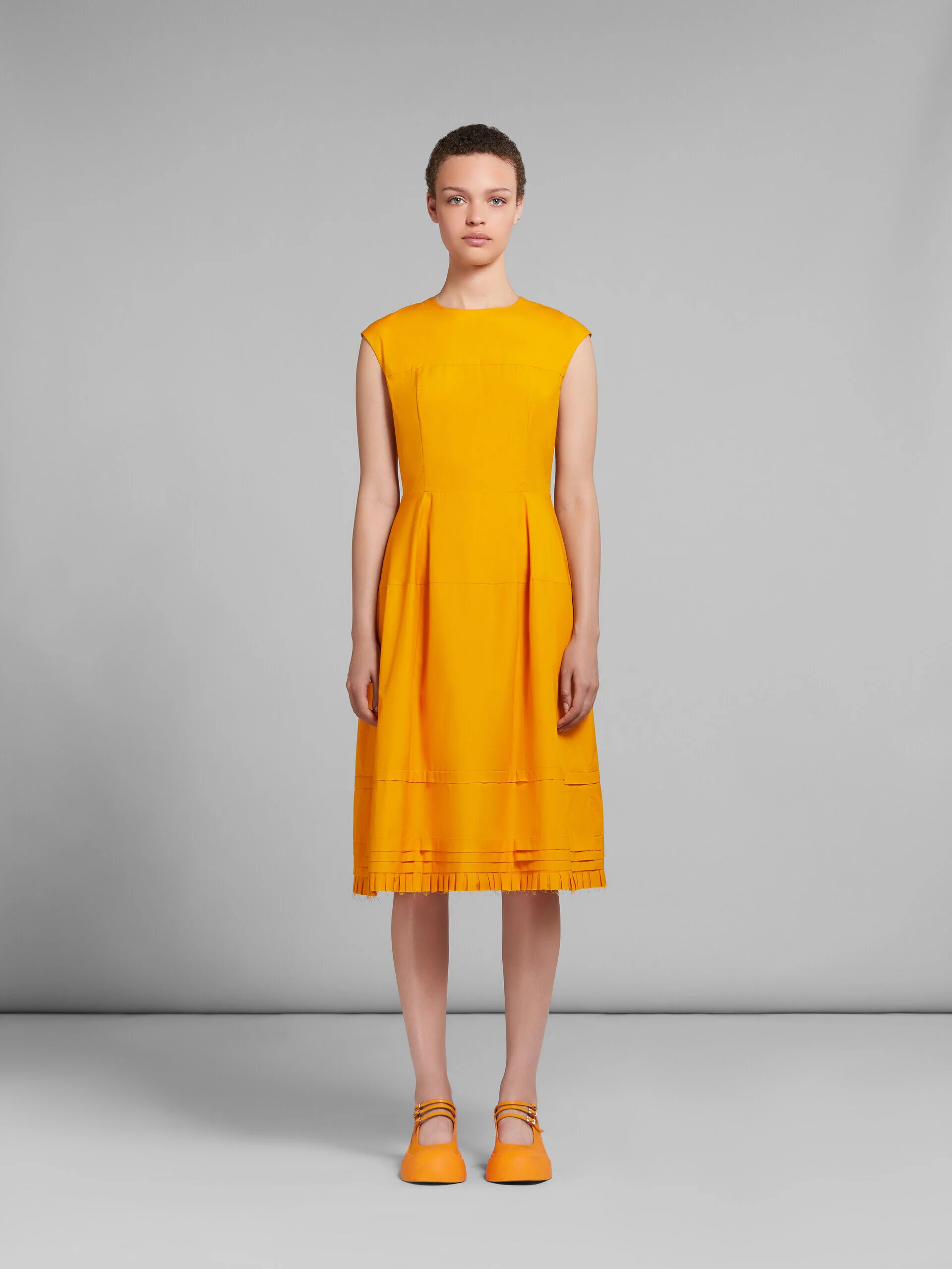 MARNI WOMEN'S LIGHT ORANGE SLEEVELESS MIDI DRESS - Image 2