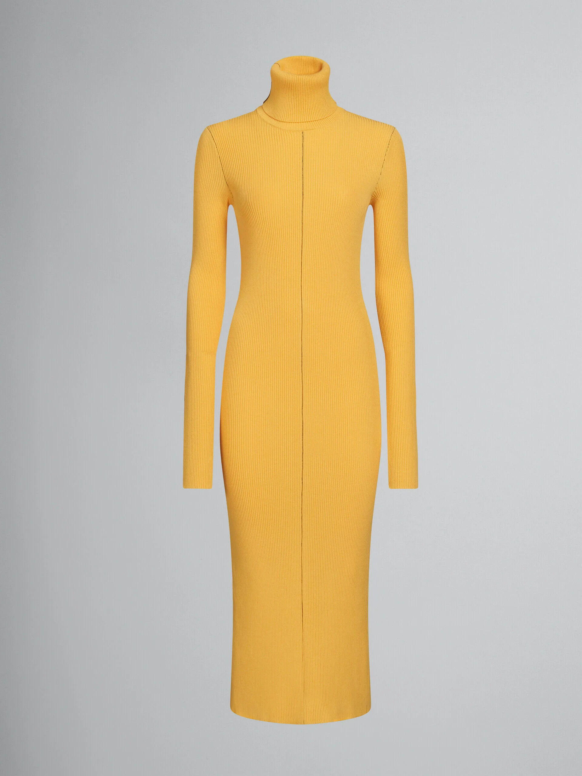 MARNI WOMEN'S MAIZE RIBBED TURTLENECK MIDI DRESS