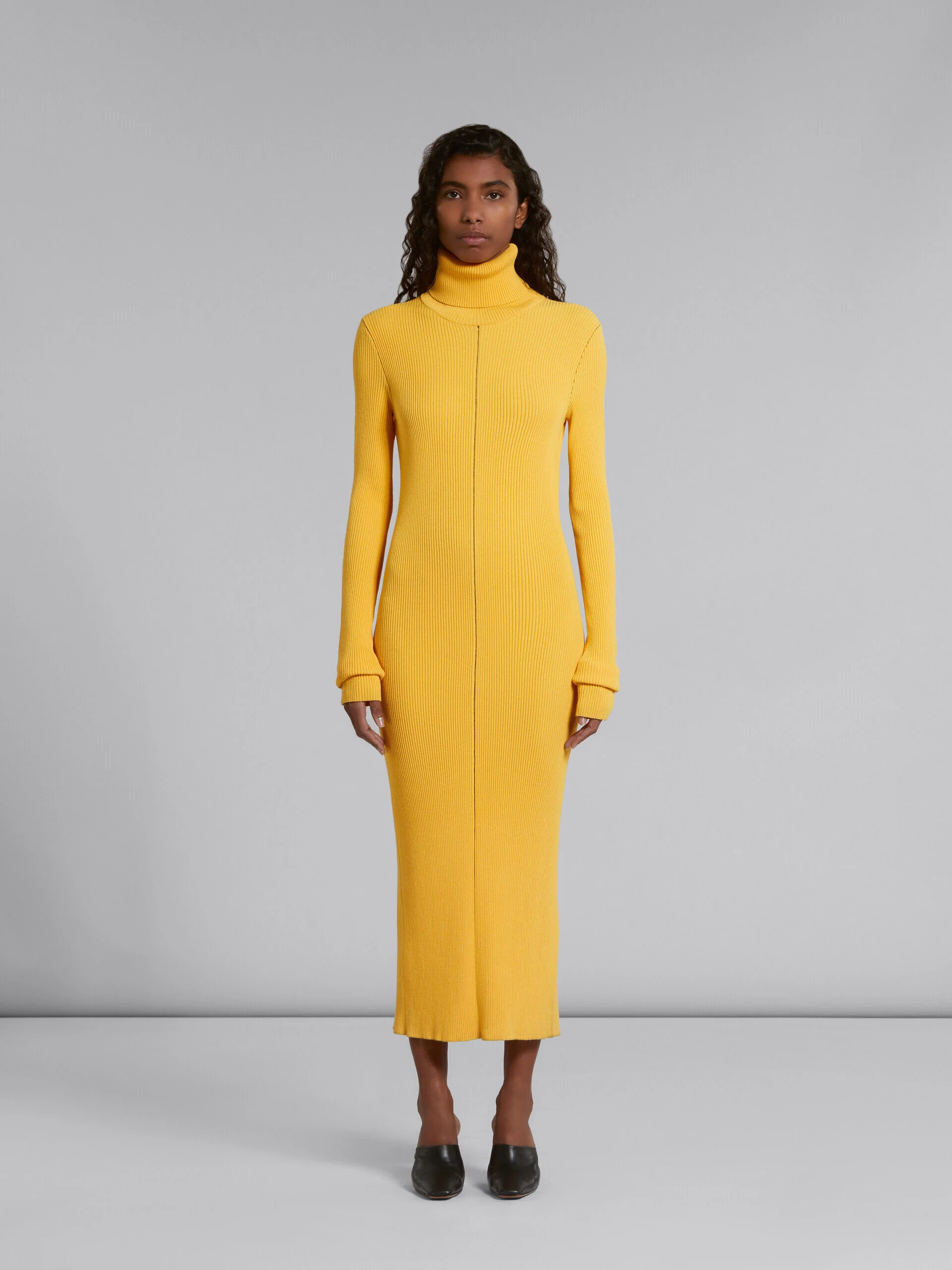 MARNI WOMEN'S MAIZE RIBBED TURTLENECK MIDI DRESS - Image 2