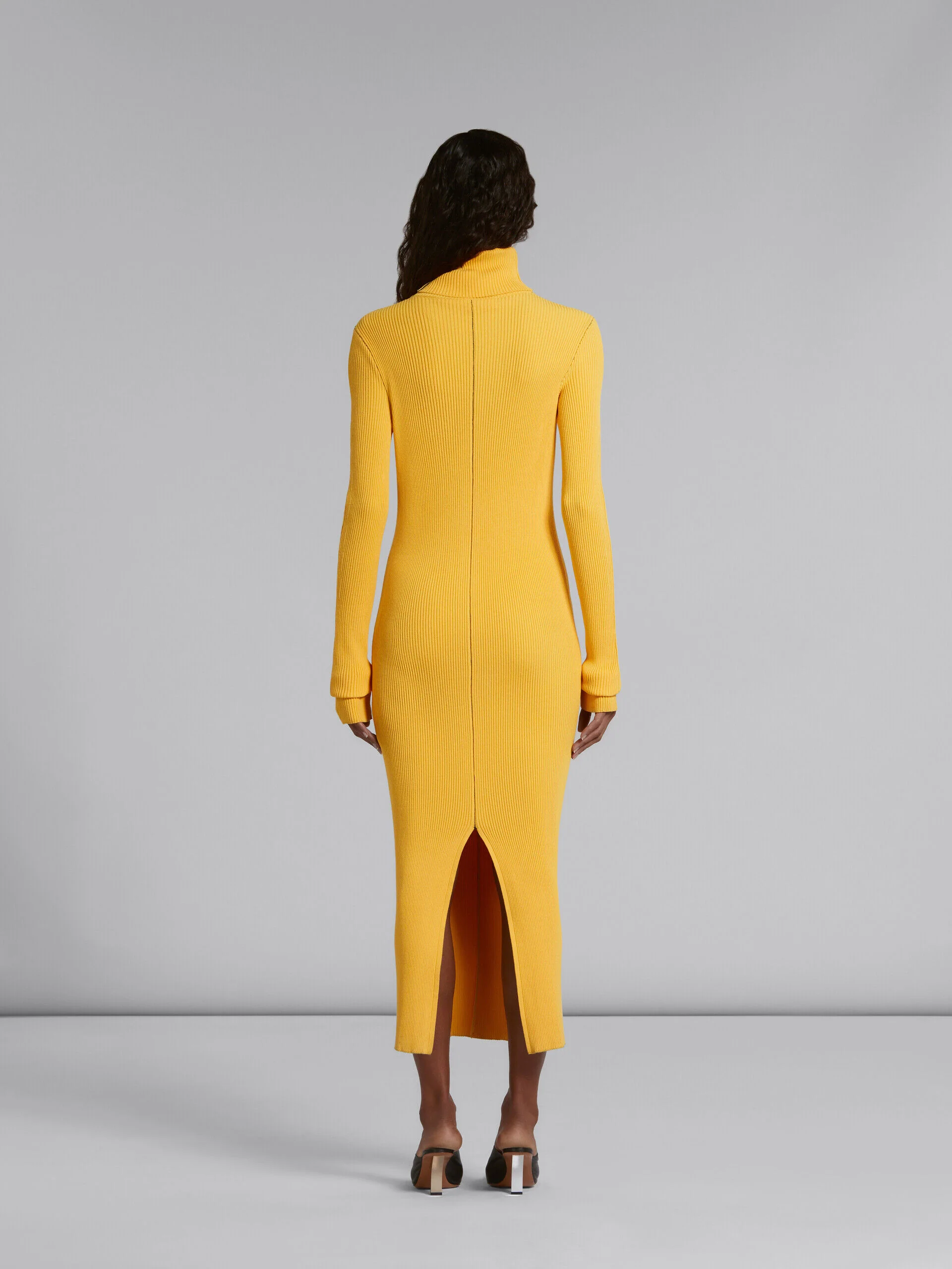 MARNI WOMEN'S MAIZE RIBBED TURTLENECK MIDI DRESS - Image 3