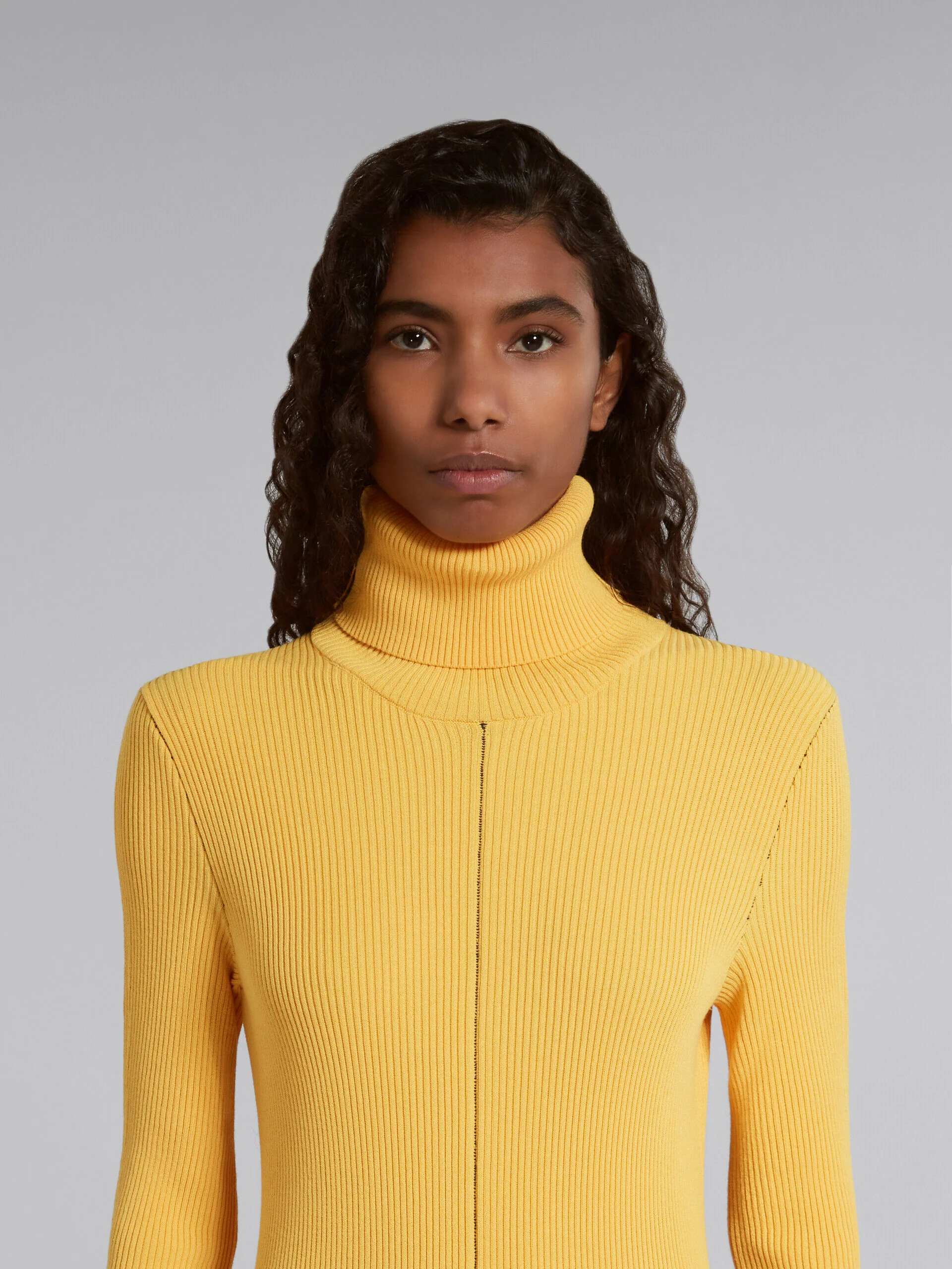 MARNI WOMEN'S MAIZE RIBBED TURTLENECK MIDI DRESS - Image 4