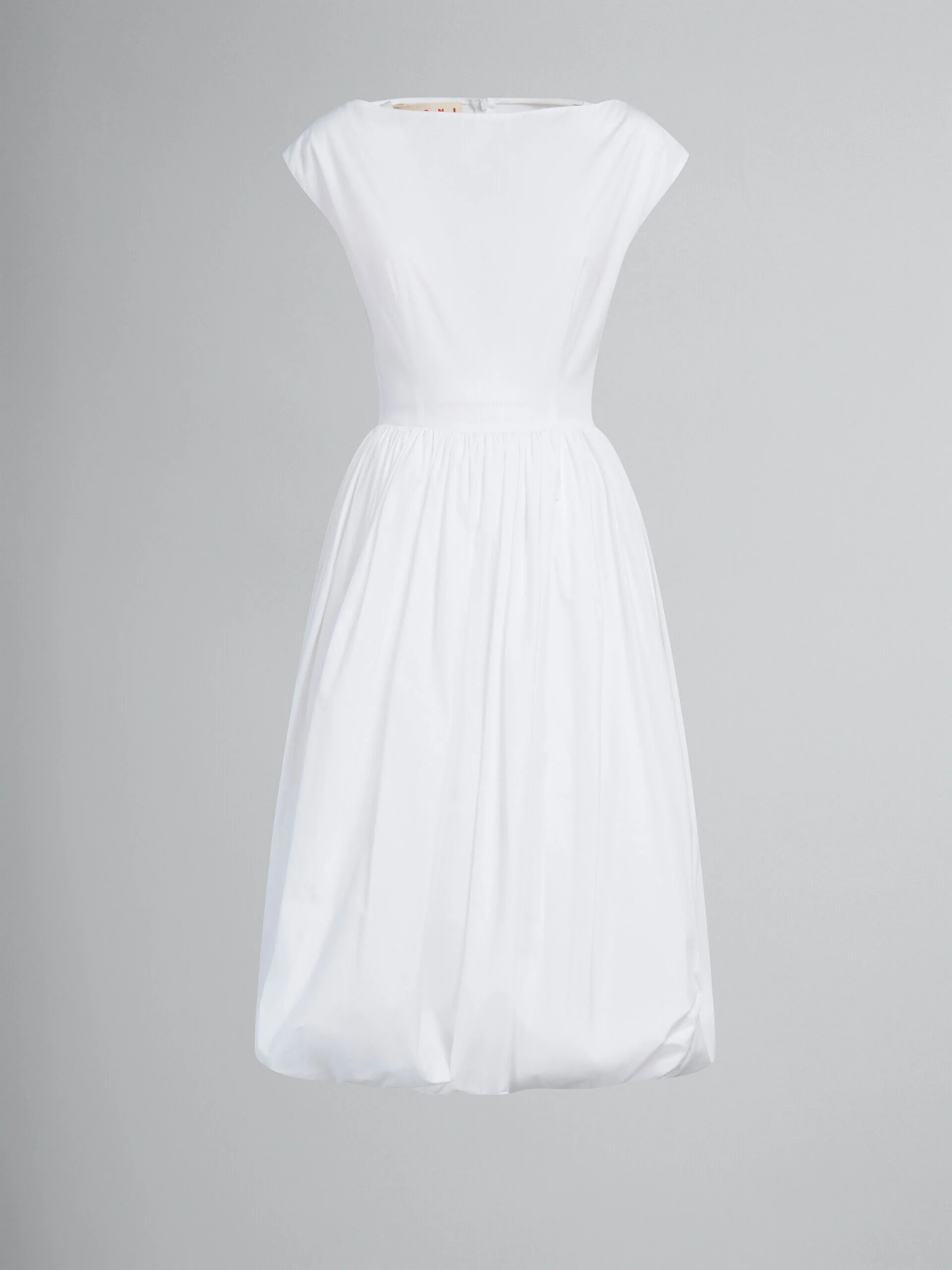 MARNI WOMEN'S WHITE CAP SLEEVE GATHERED DRESS