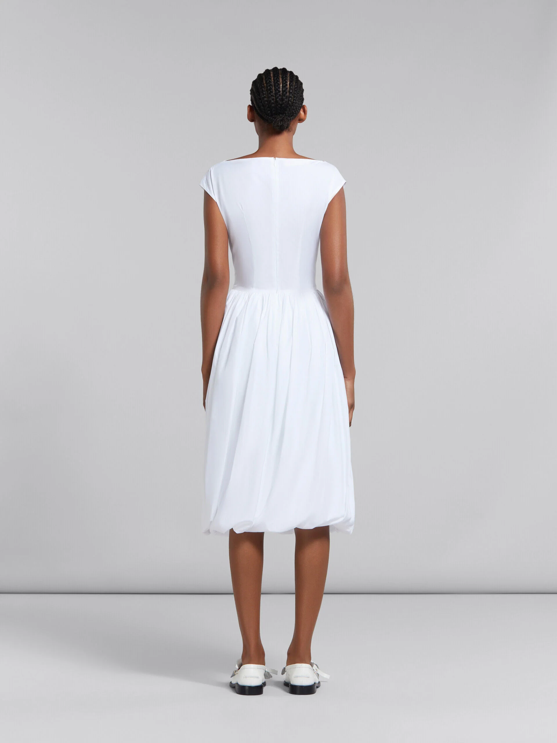 MARNI WOMEN'S WHITE CAP SLEEVE GATHERED DRESS - Image 3