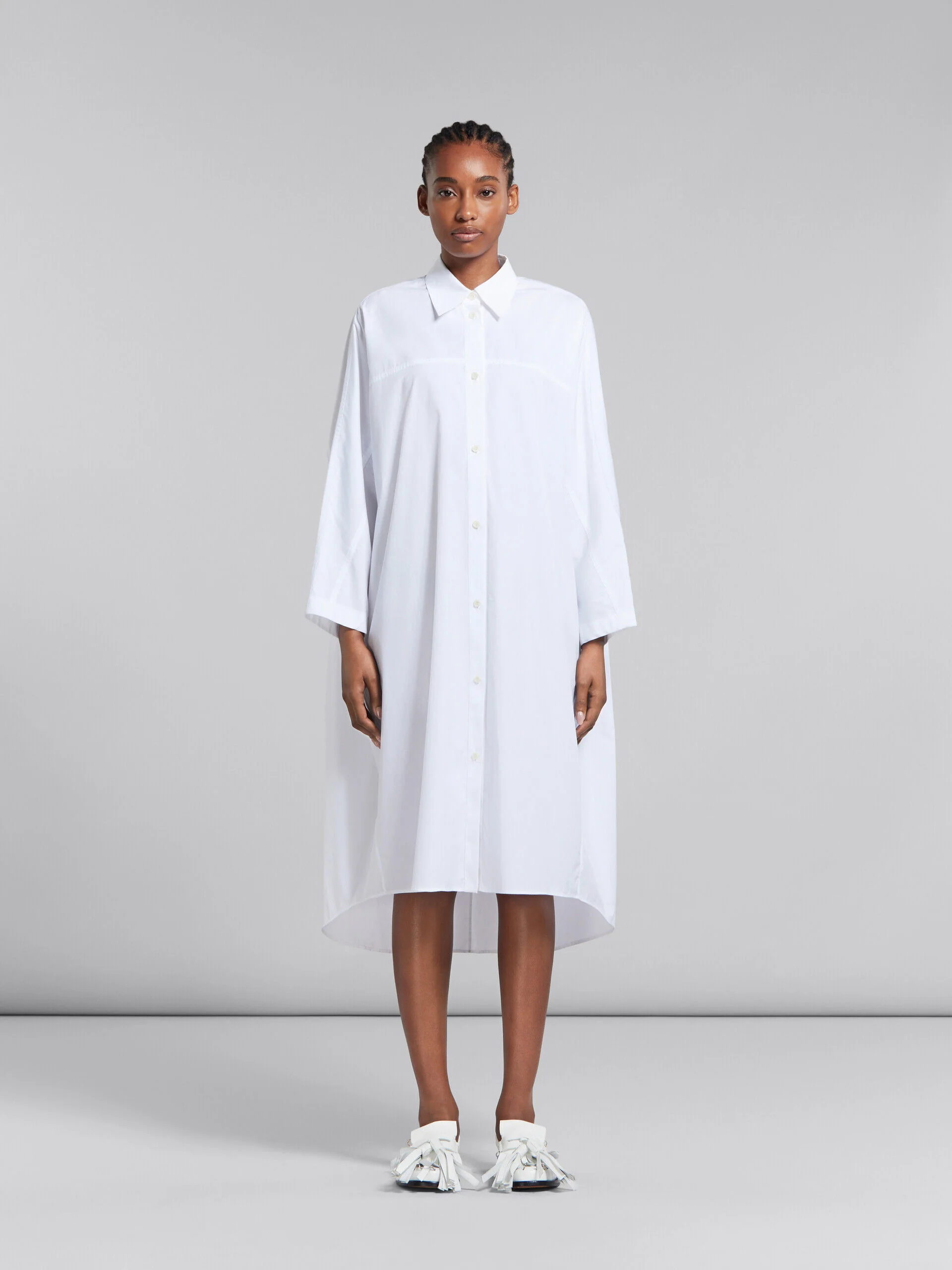 MARNI WOMEN'S WHITE OVERSIZED SHIRT DRESS - Image 2