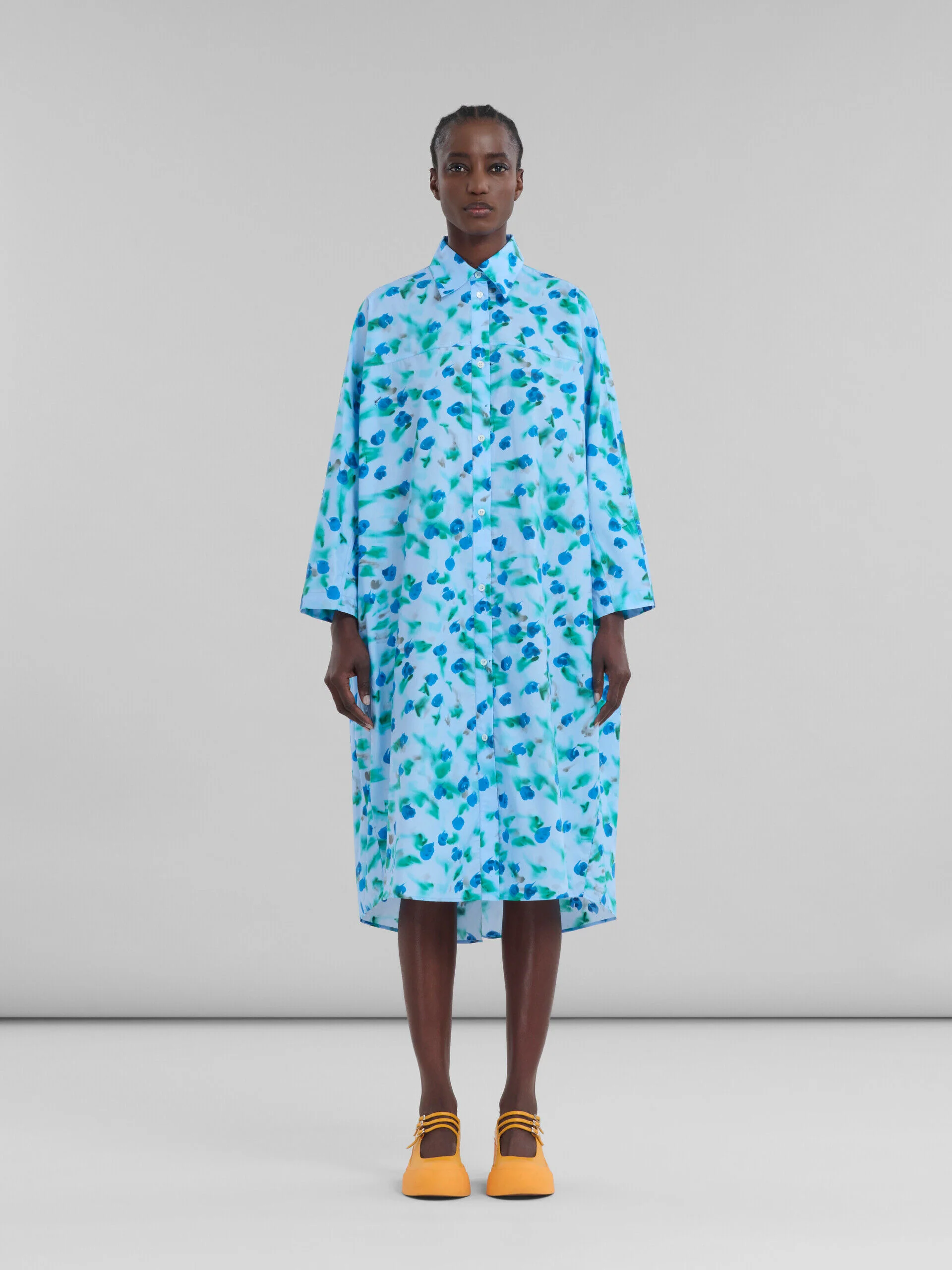 MARNI WOMEN'S LIGHT BLUE FLORAL SHIRT DRESS - Image 2
