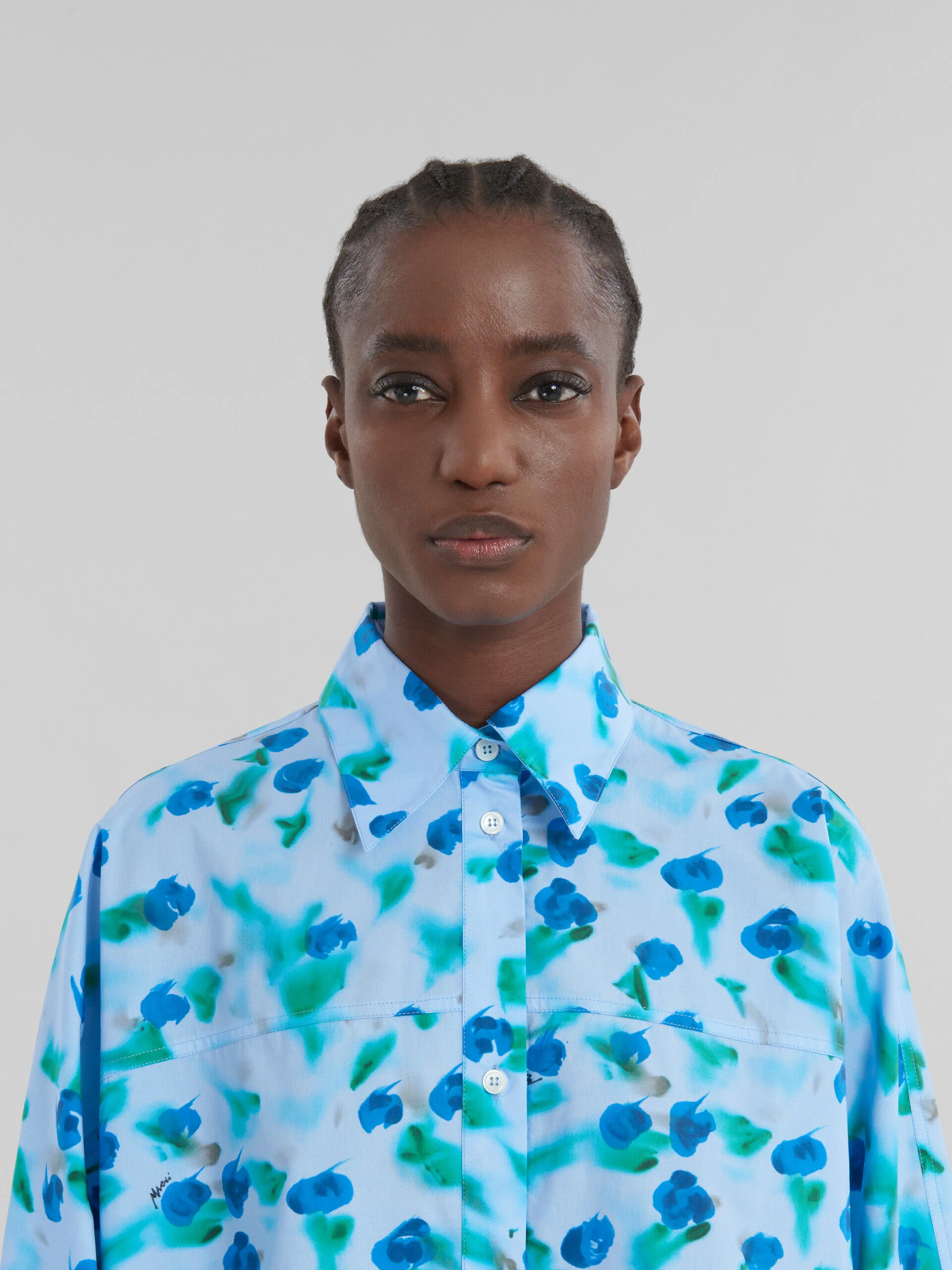 MARNI WOMEN'S LIGHT BLUE FLORAL SHIRT DRESS - Image 4