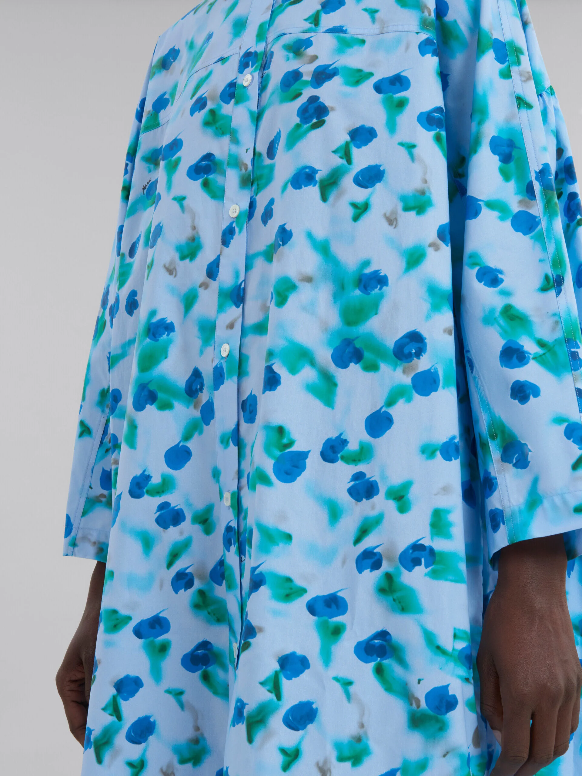 MARNI WOMEN'S LIGHT BLUE FLORAL SHIRT DRESS - Image 5