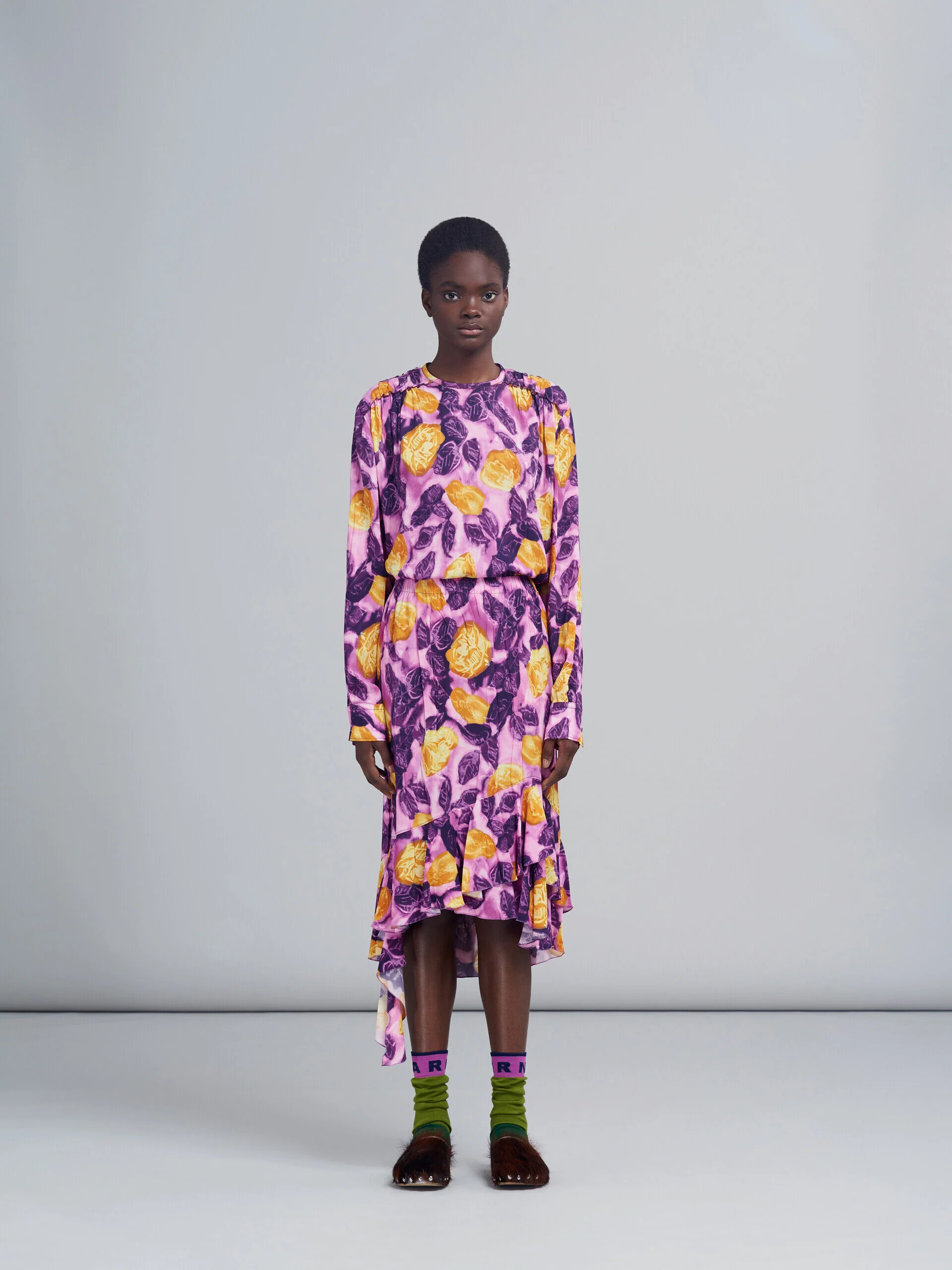MARNI WOMEN'S FLORAL ASYMMETRIC RUFFLED SKIRT - Image 2