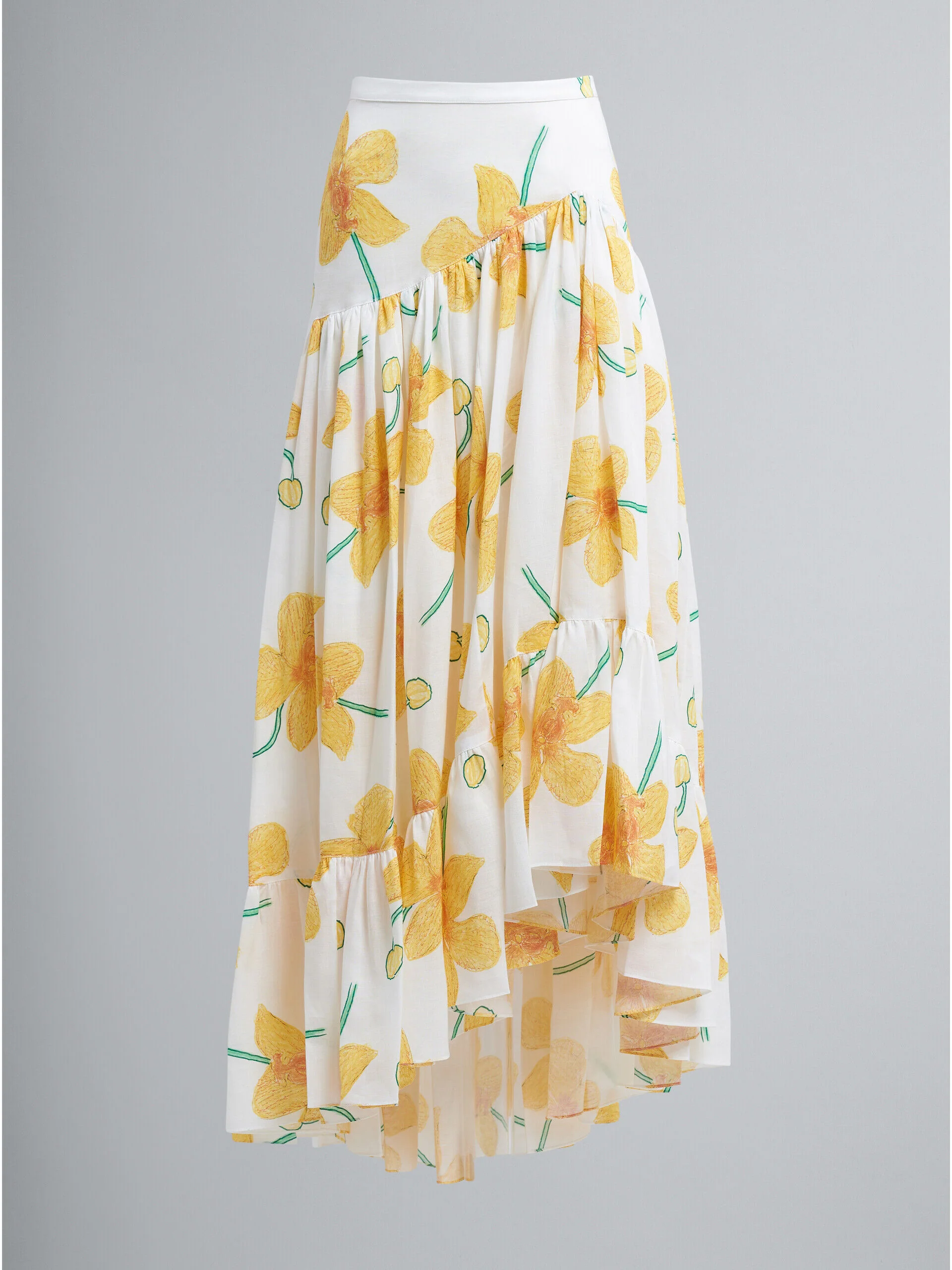 MARNI WOMEN'S FLORAL ASYMMETRIC RUFFLED SKIRT