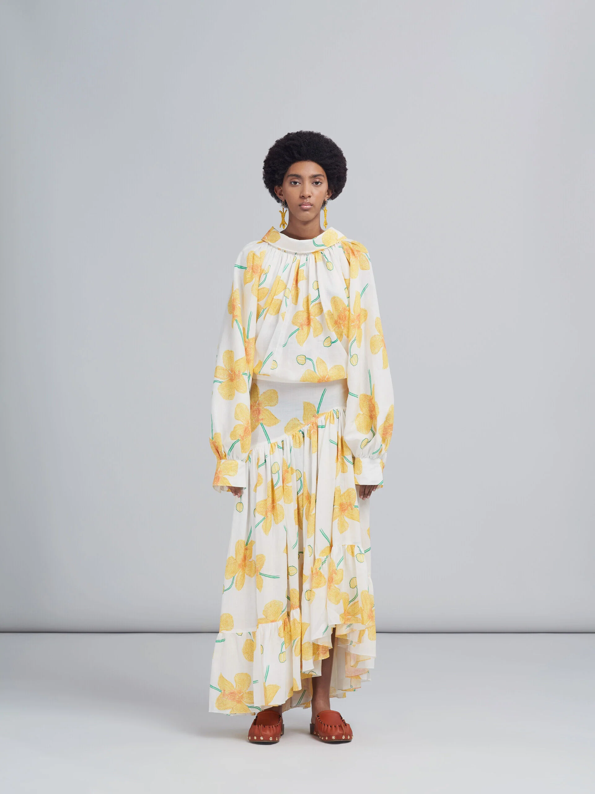 MARNI WOMEN'S FLORAL ASYMMETRIC RUFFLED SKIRT - Image 2