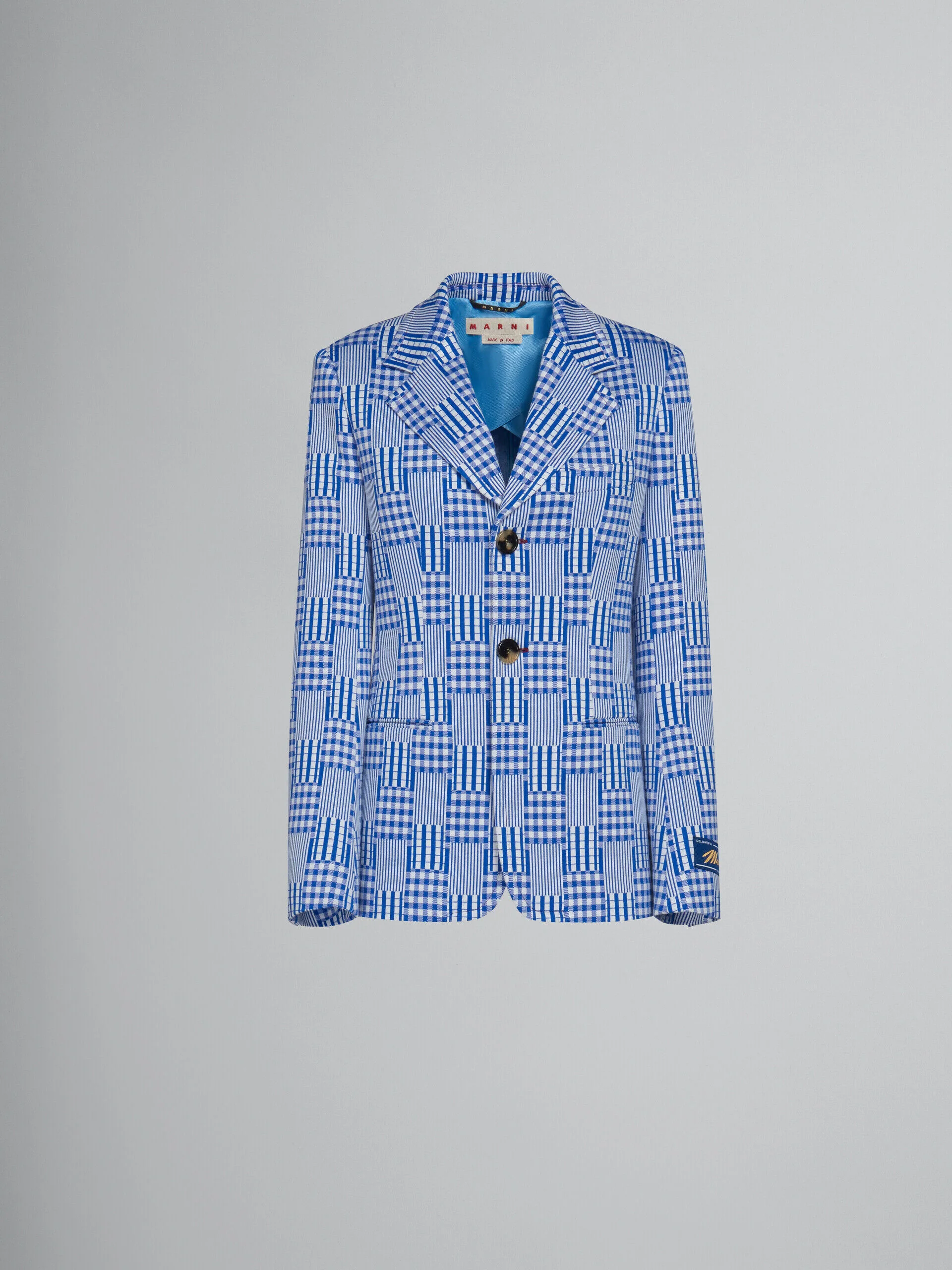 MARNI WOMEN'S BLUE PATTERNED TAILORED JACKET