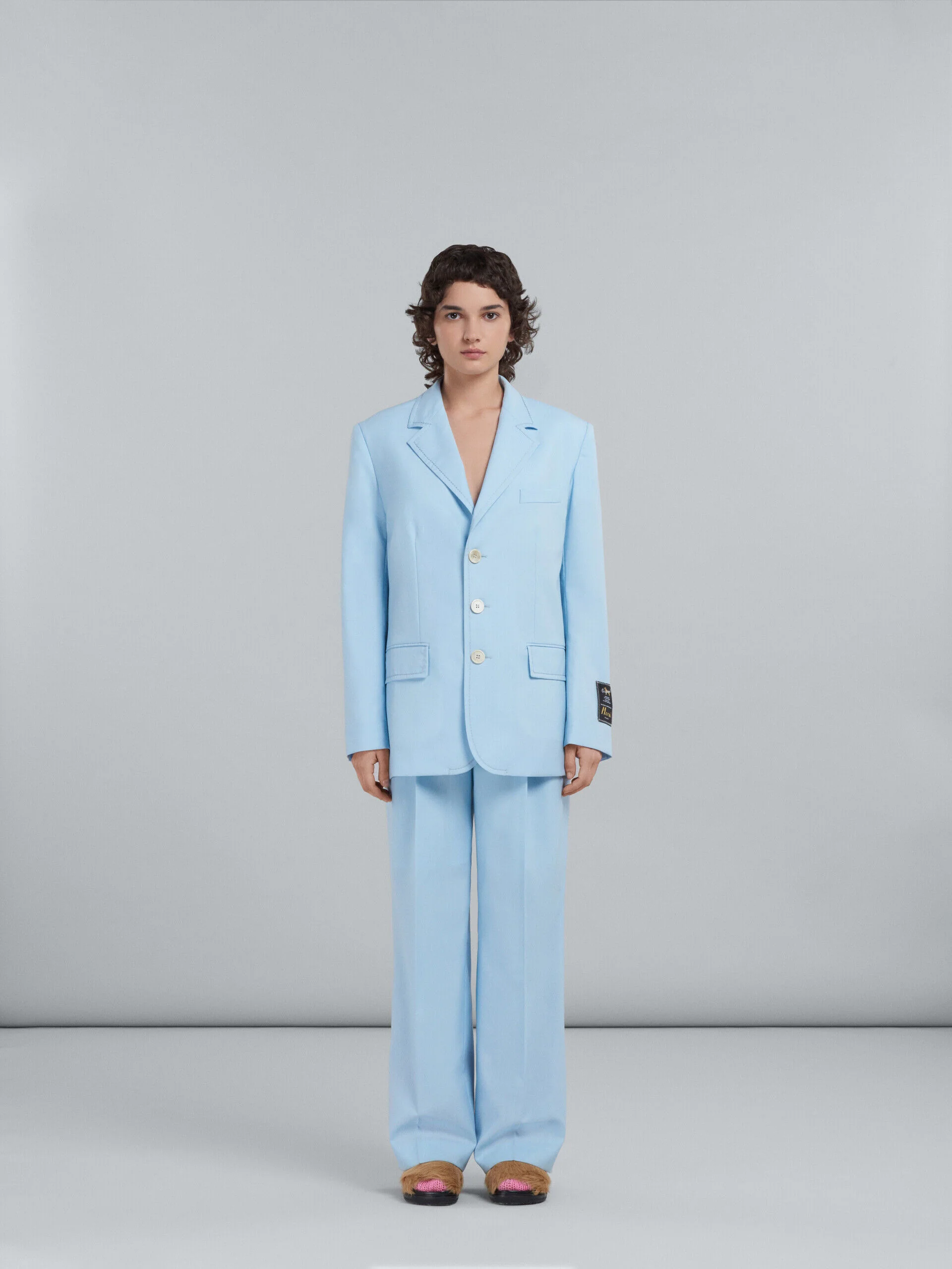 MARNI WOMEN'S LIGHT BLUE TAILORED BLAZER - Image 2