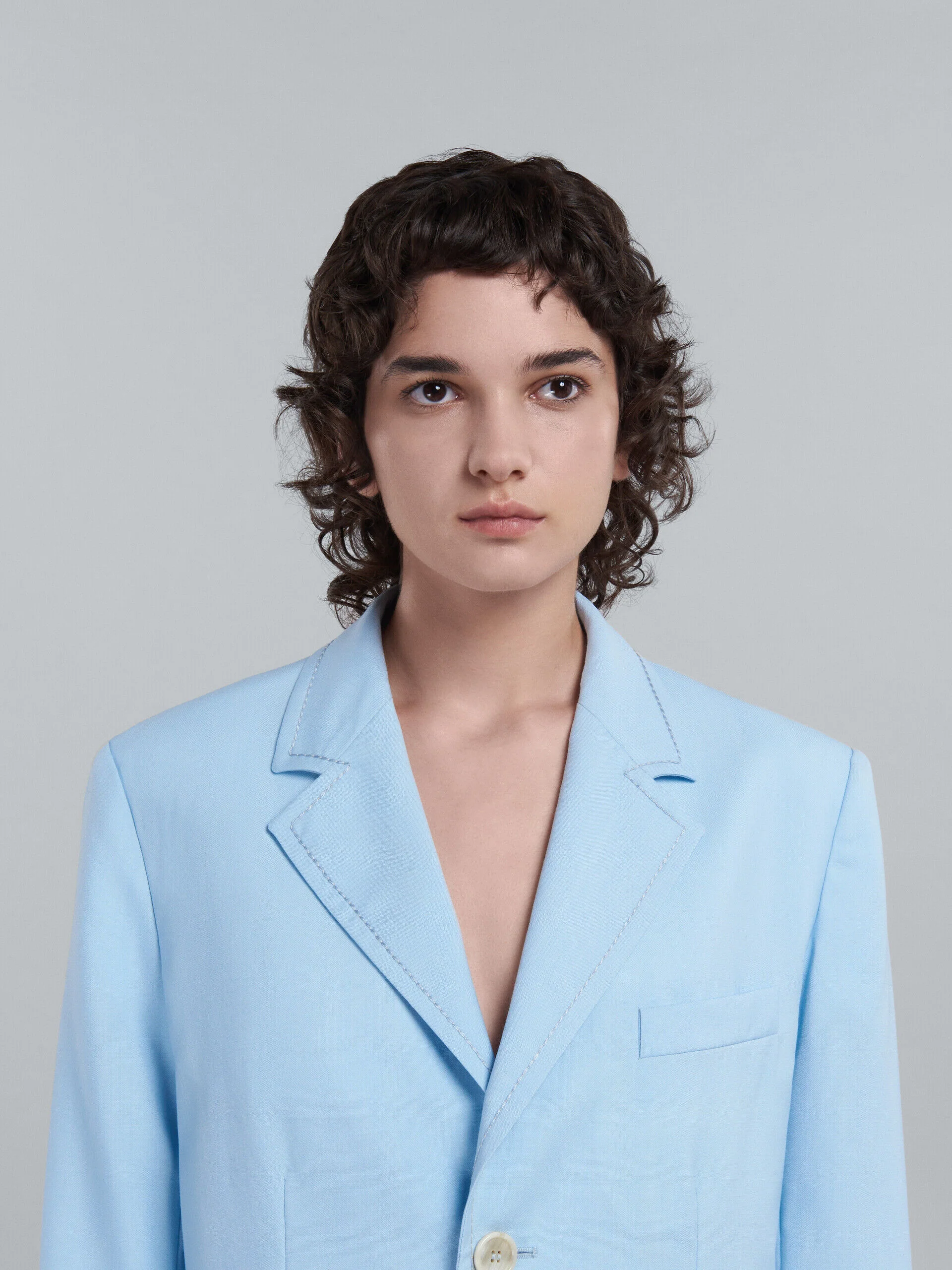 MARNI WOMEN'S LIGHT BLUE TAILORED BLAZER - Image 4