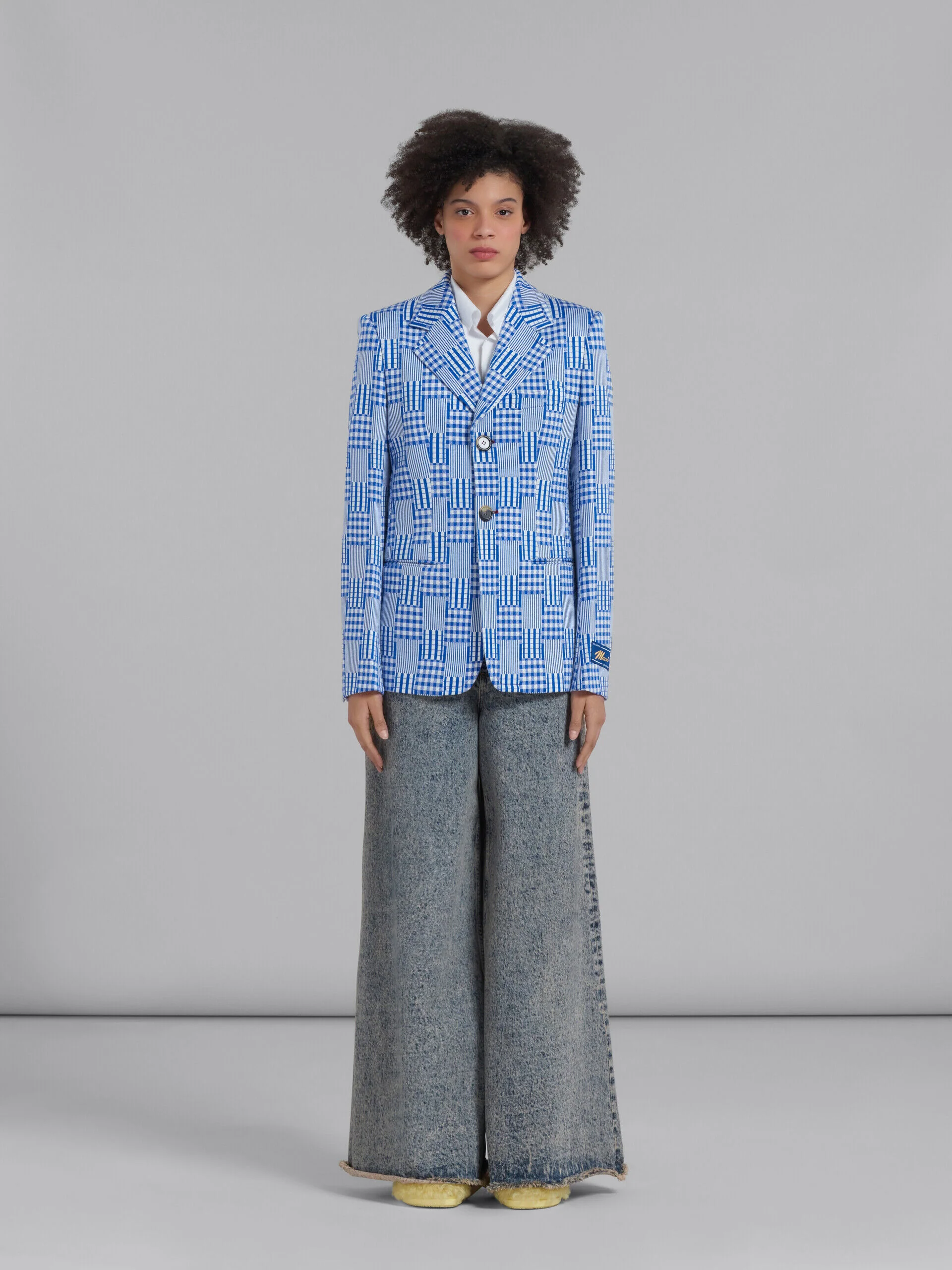 MARNI WOMEN'S BLUE PATTERNED TAILORED JACKET - Image 2
