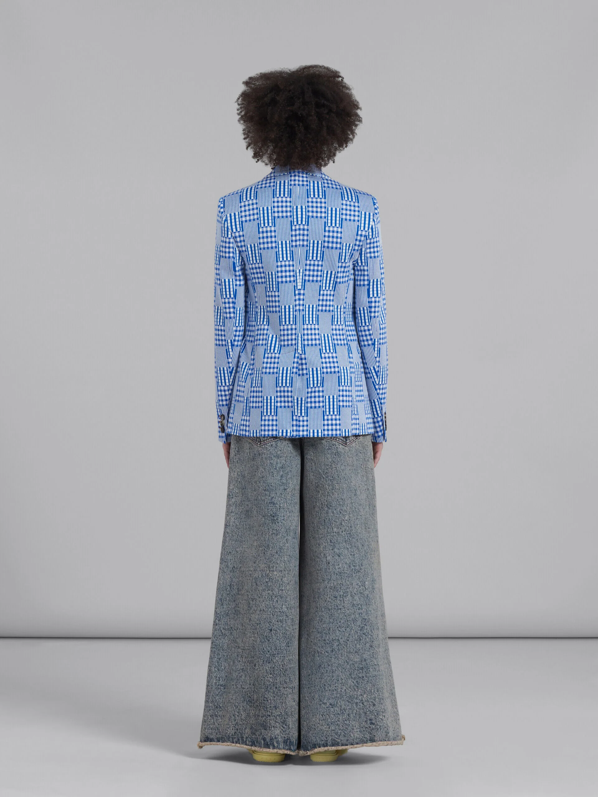 MARNI WOMEN'S BLUE PATTERNED TAILORED JACKET - Image 3